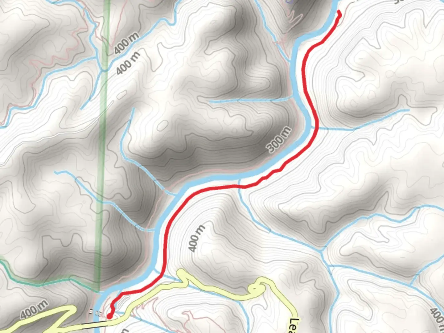 An image depicting the trail Angel Falls Trail Out and Back and its surrounding area.