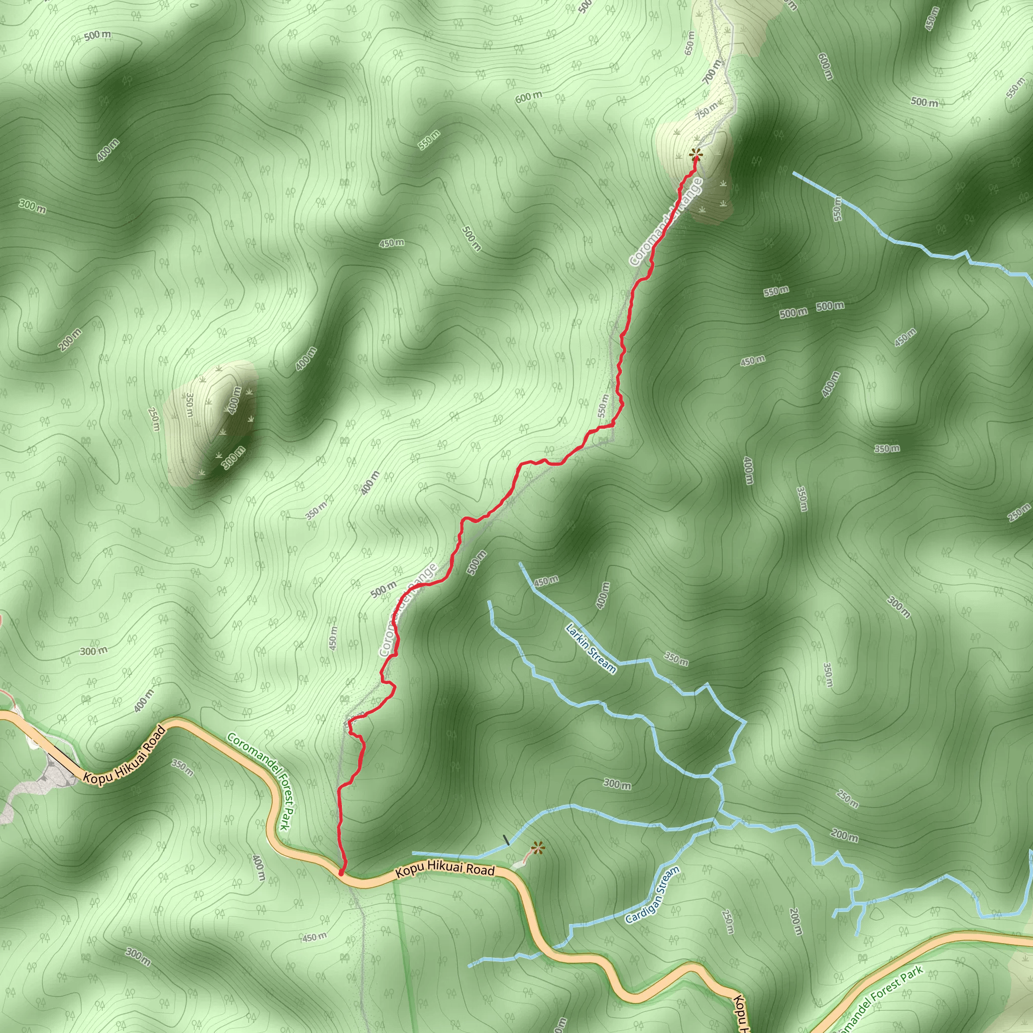 Kaitarakihi Summit Track mobile static map