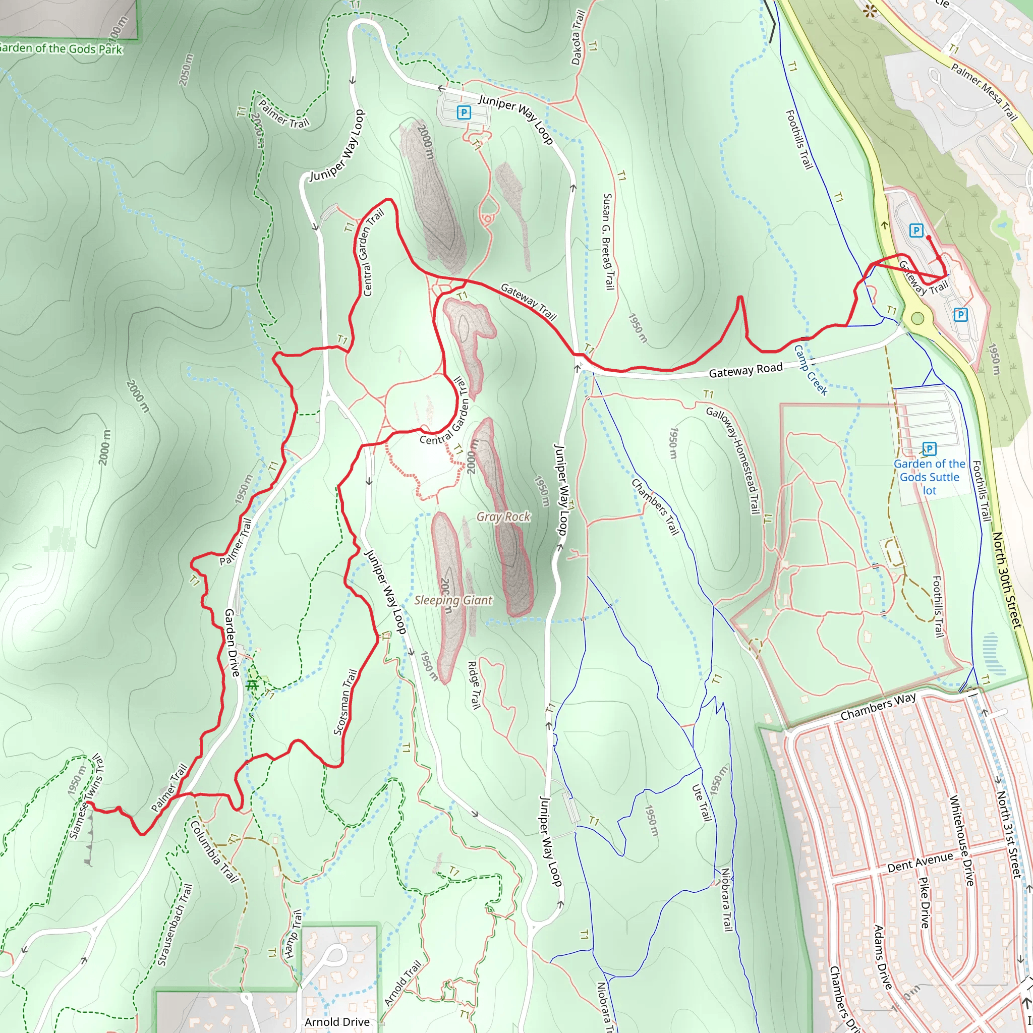 Gateway, Palmer and Central Garden Loop Trail mobile static map