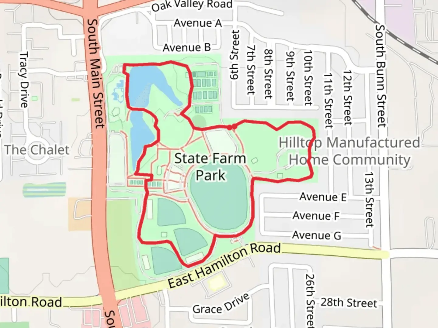 An image depicting the trail State Farm Park Loop and its surrounding area.