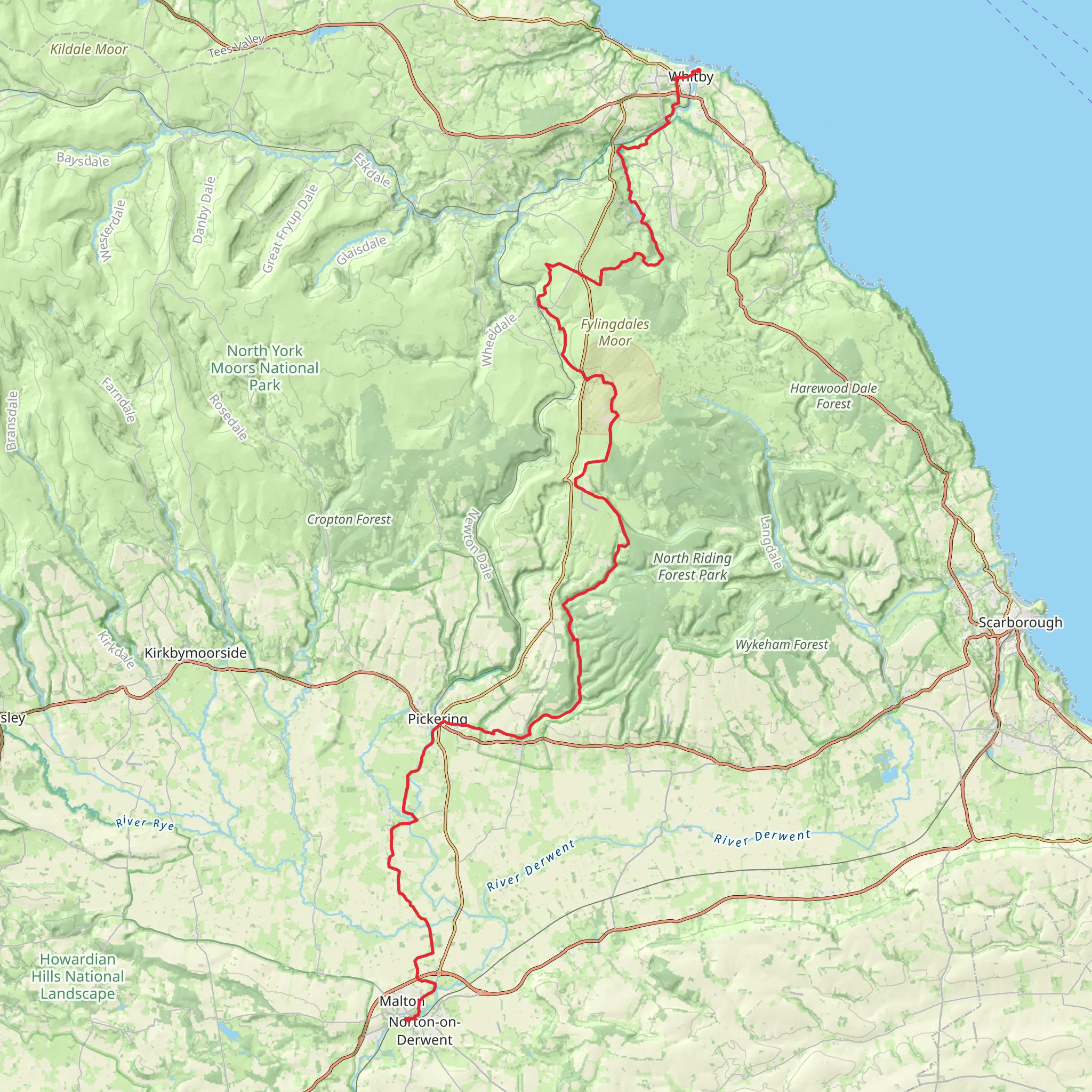 Malton to Whitby mobile static map