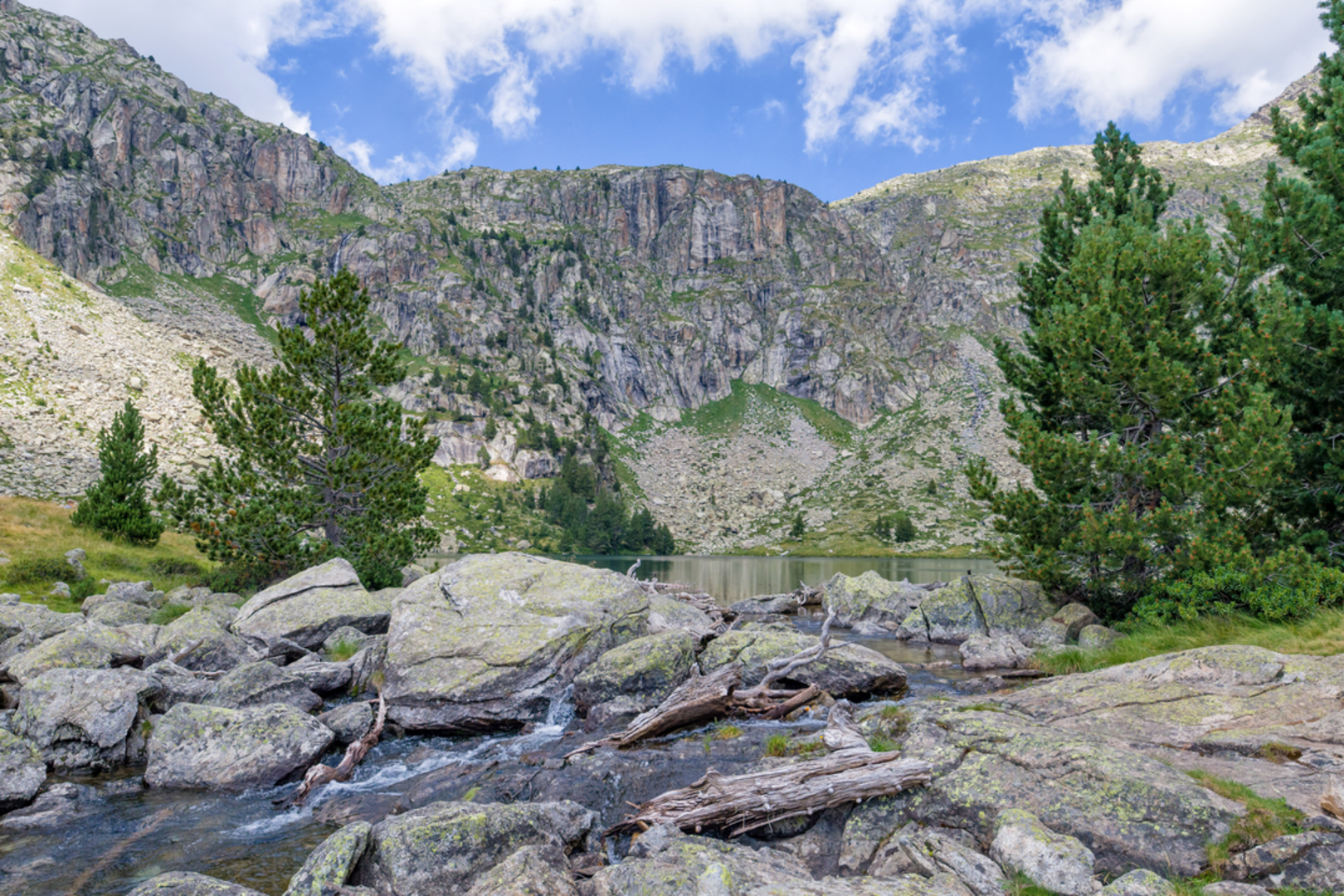 An image depicting the trail Estany Llong - Estany Redó and its surrounding area.
