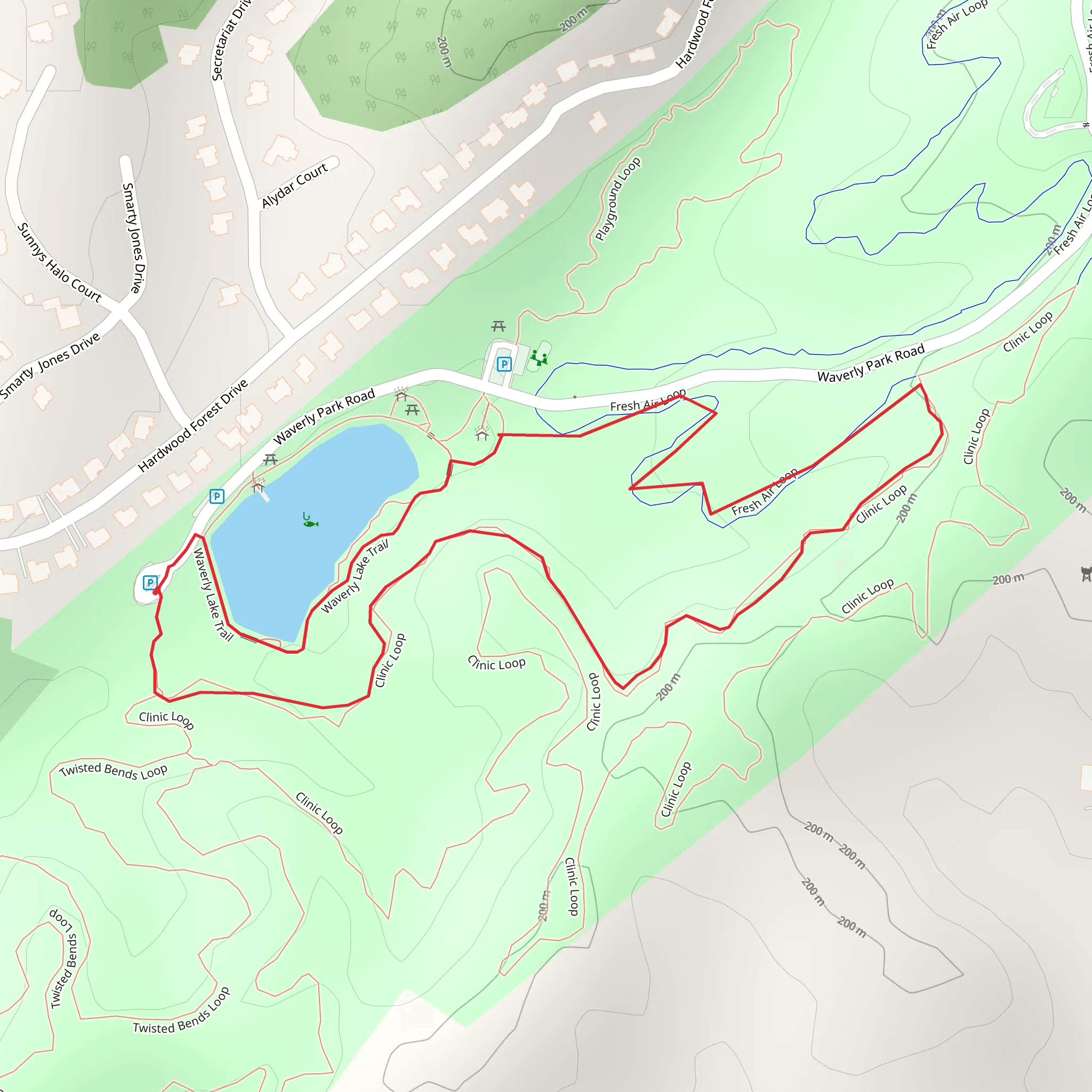 Waverly Park Loop Clinic Trail mobile static map