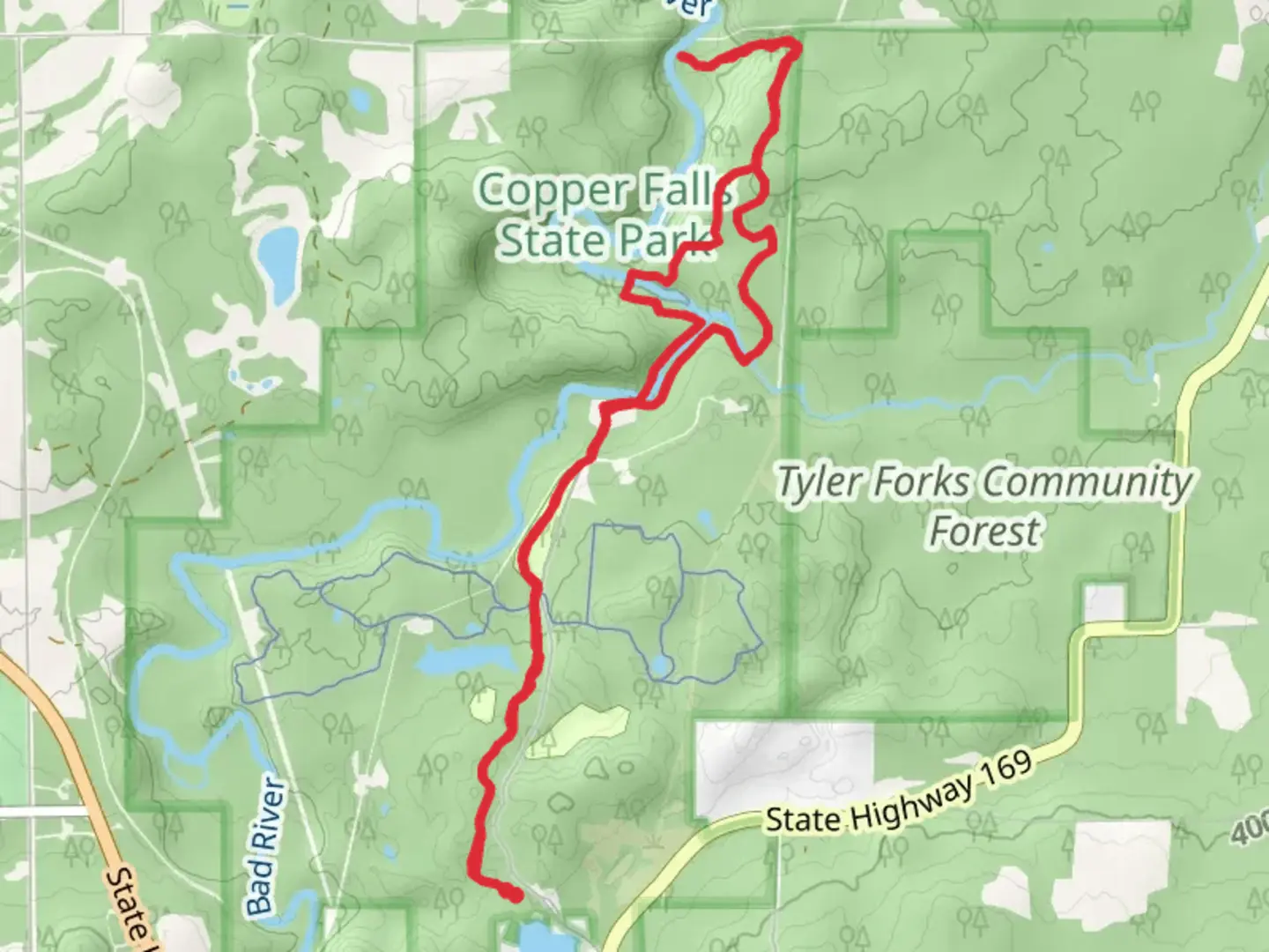 An image depicting the trail North Country Trail and Brownstone Loop Trail and its surrounding area.