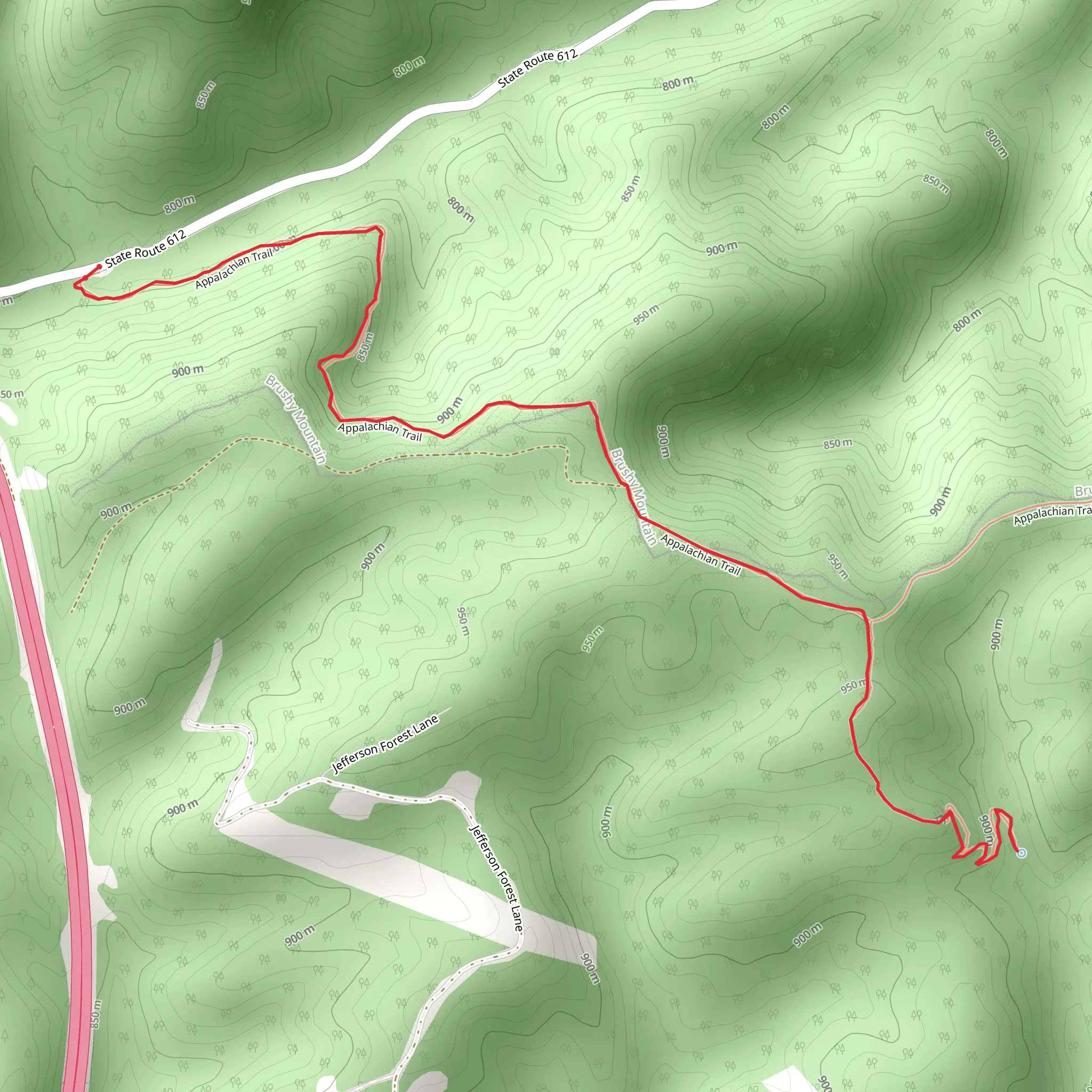 Helveys Mill Shelter via Appalachian Trail mobile static map