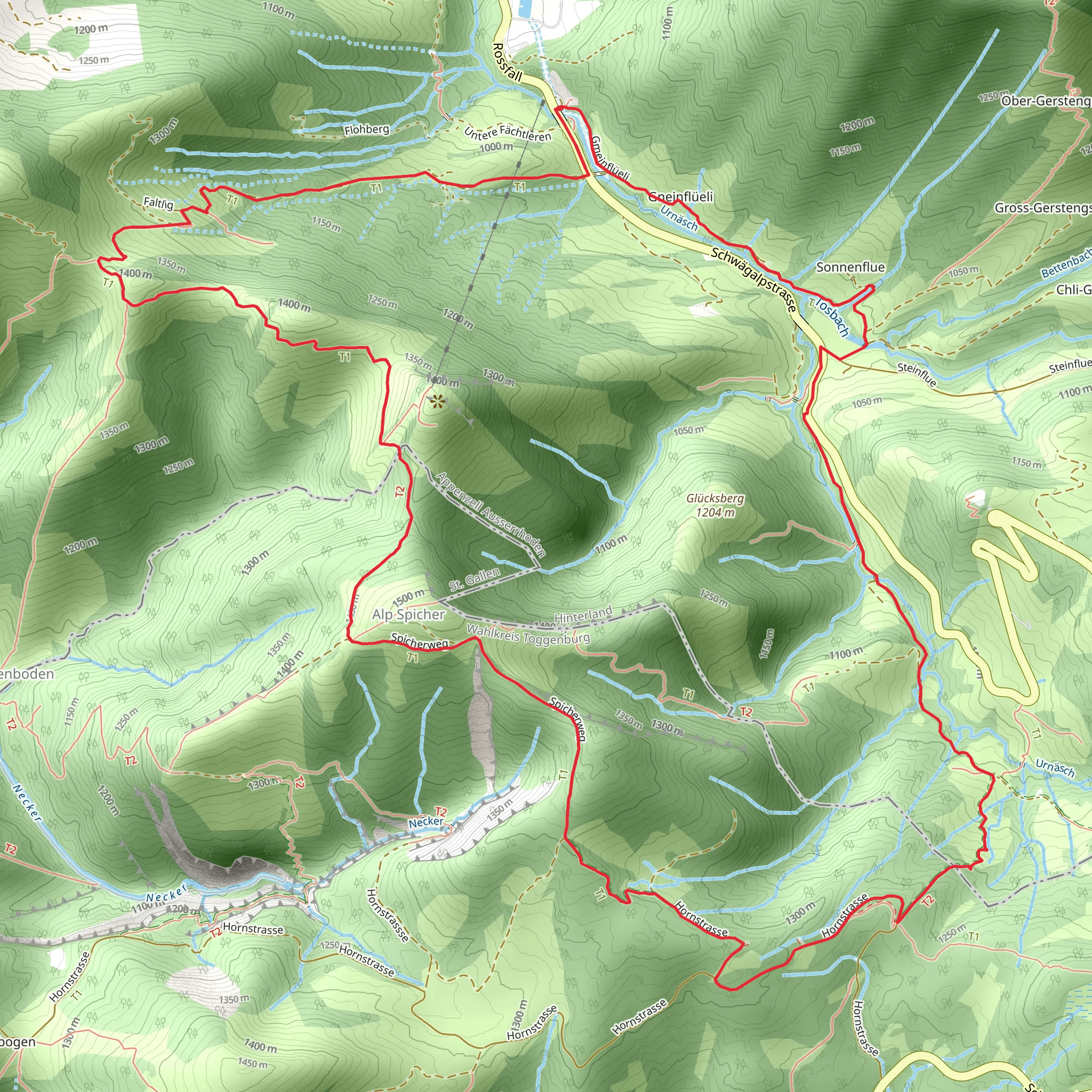 Urnäsch and Necker Loop from Rossfall mobile static map