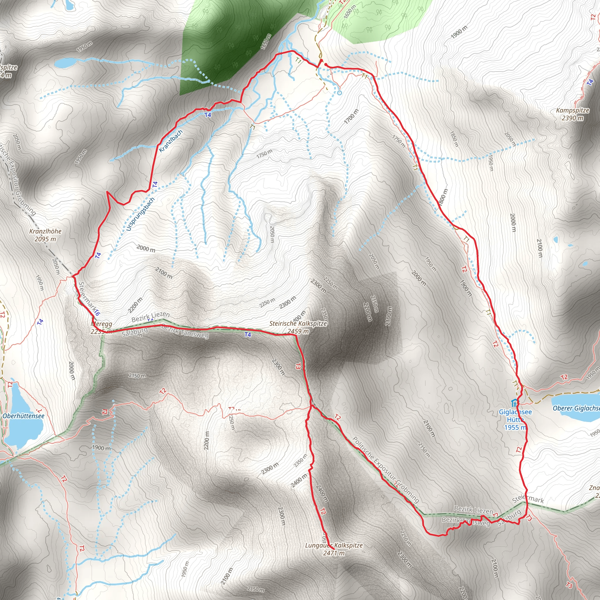 Steirische und Lungauer Kalkspitze Summits via Kranzl mobile static map
