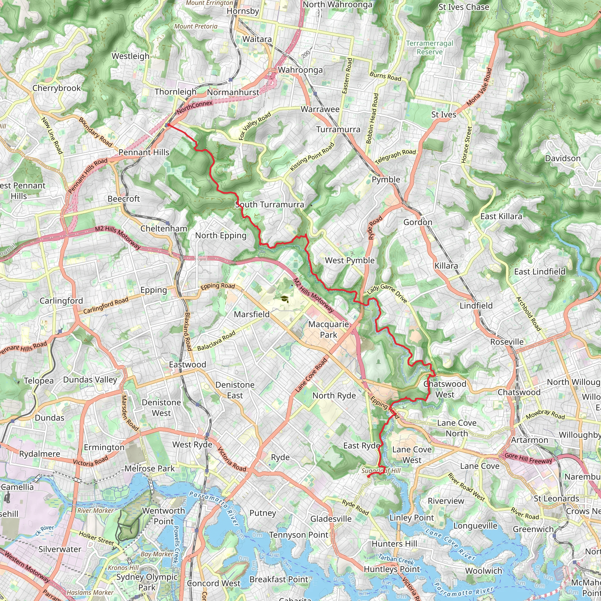 Great North Walk - Lane Cove National Park mobile static map
