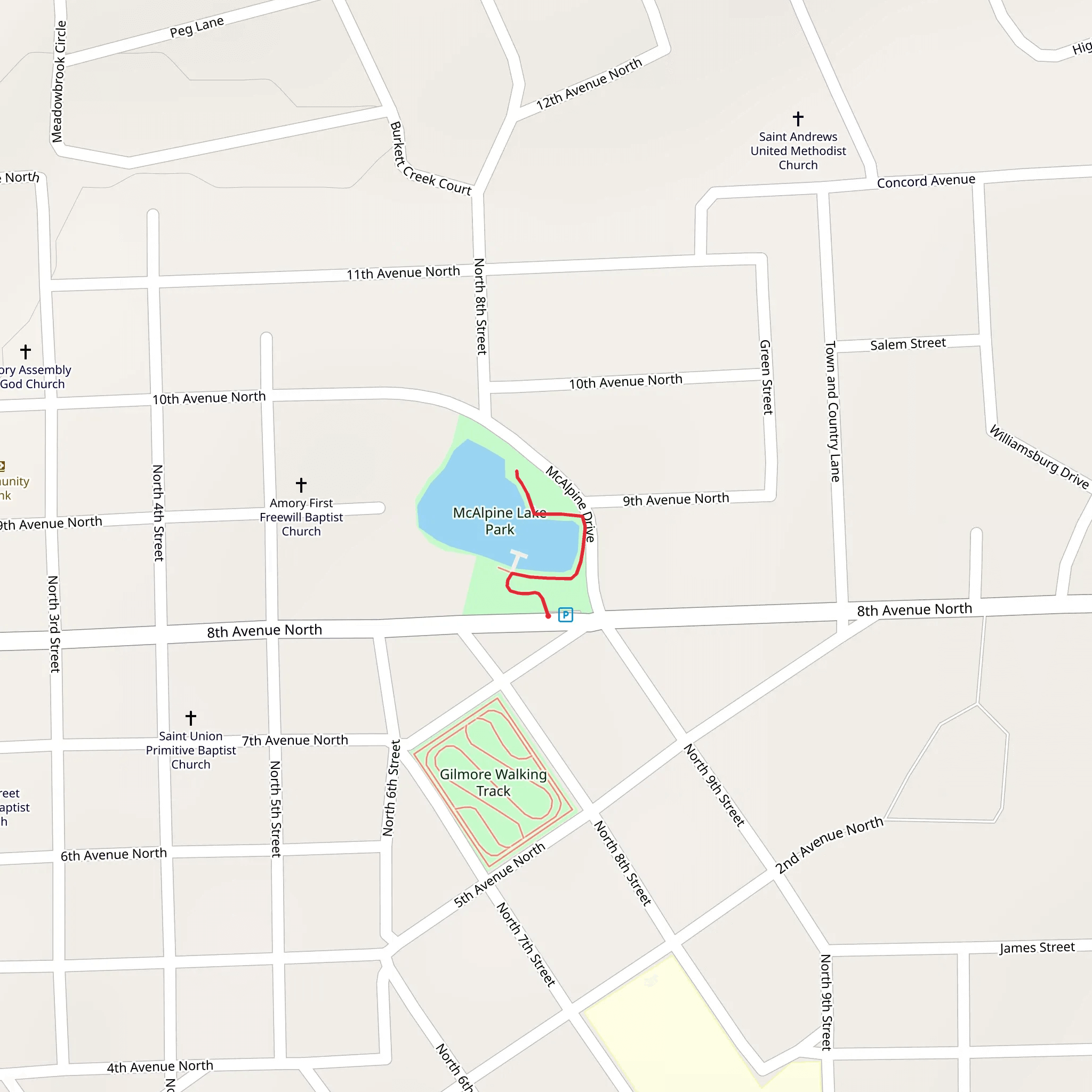 McAlpine Lake mobile static map