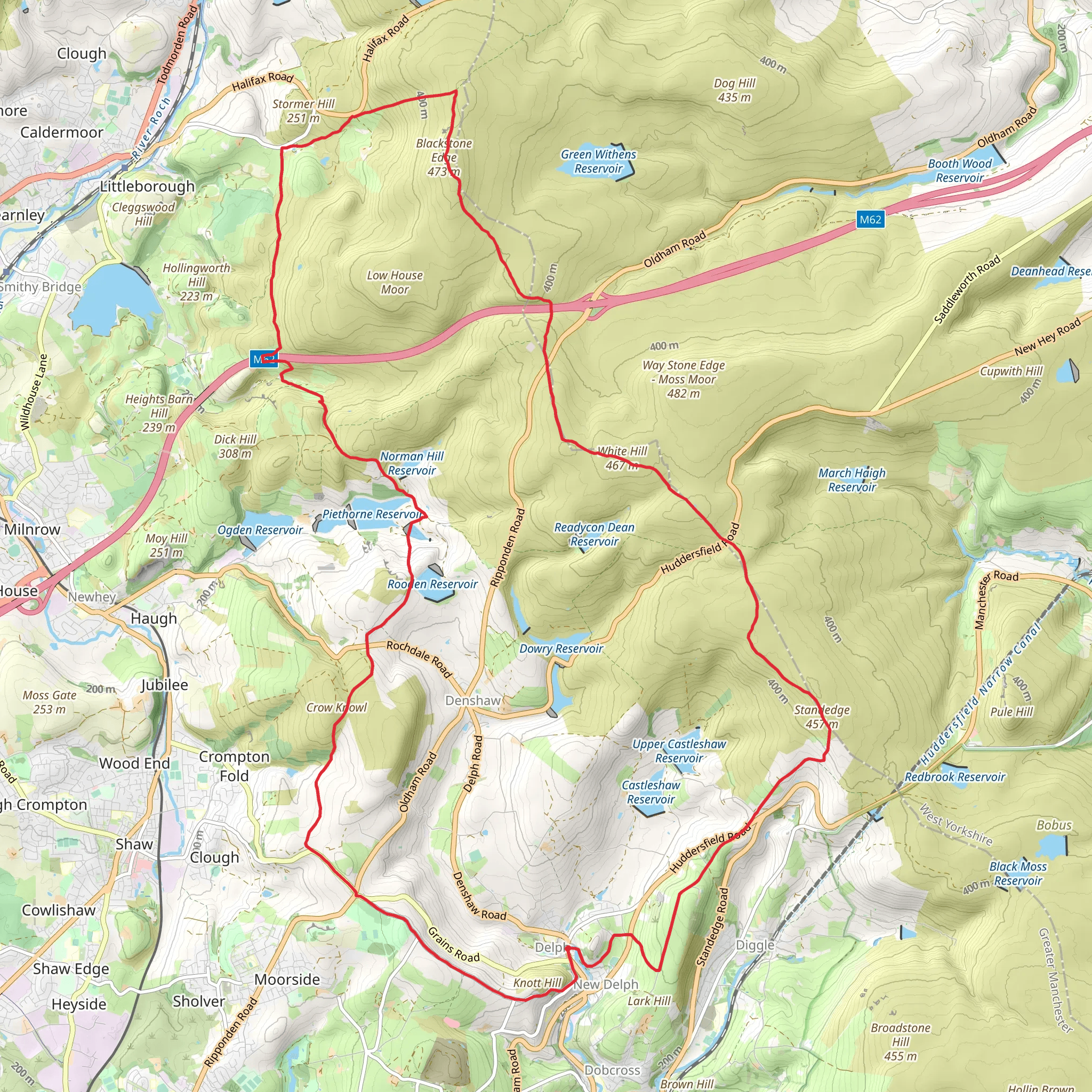 Five Trigs from Delph mobile static map