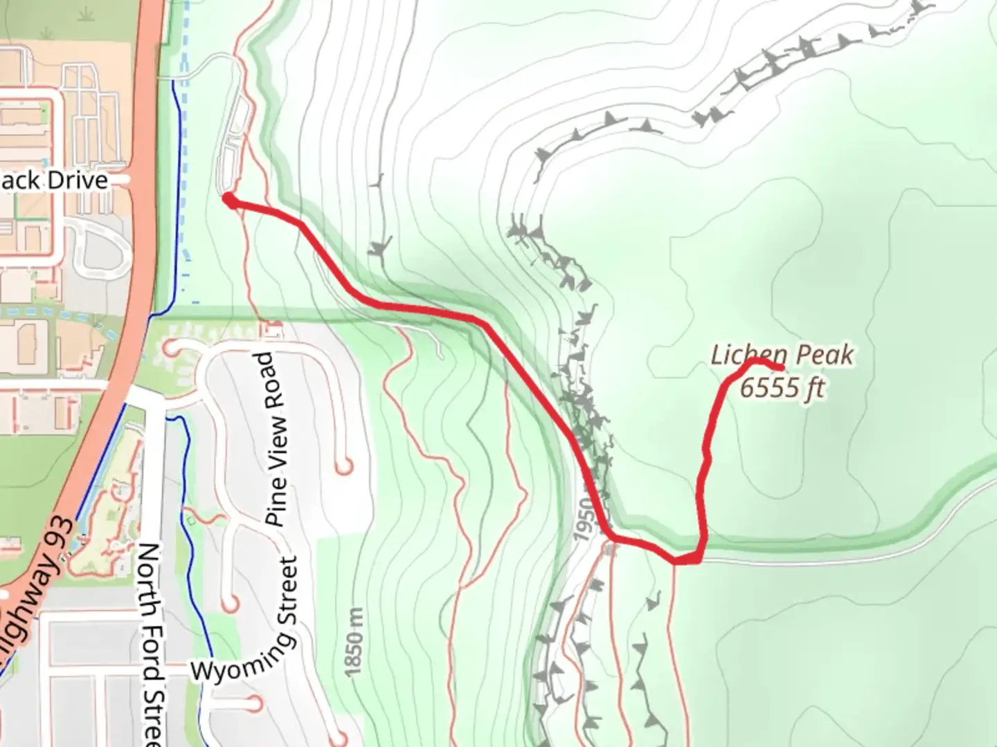 An image depicting the trail Lichen Peak Trail and its surrounding area.