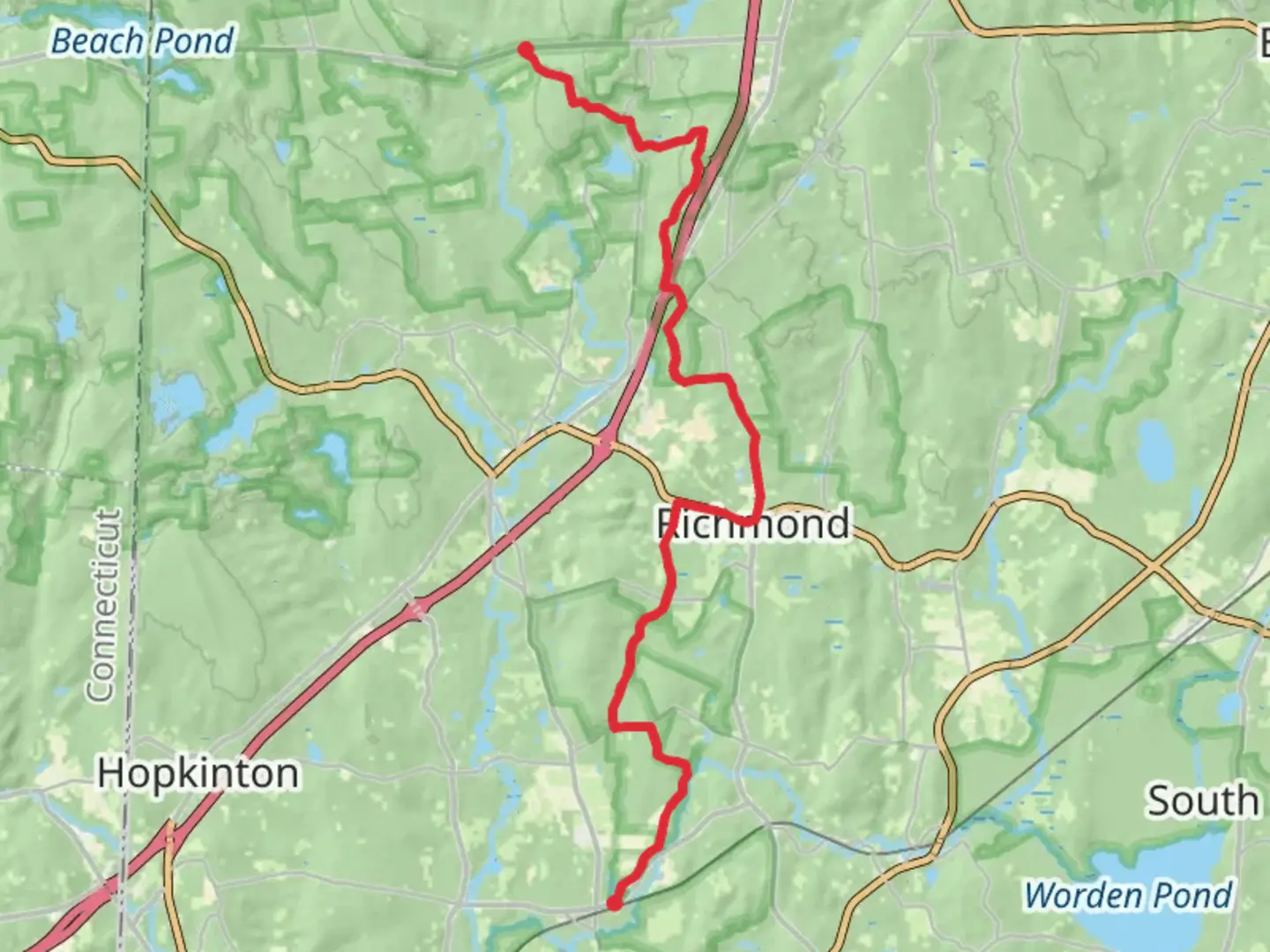 An image depicting the trail North South and Bald Hill Brook Trail and its surrounding area.