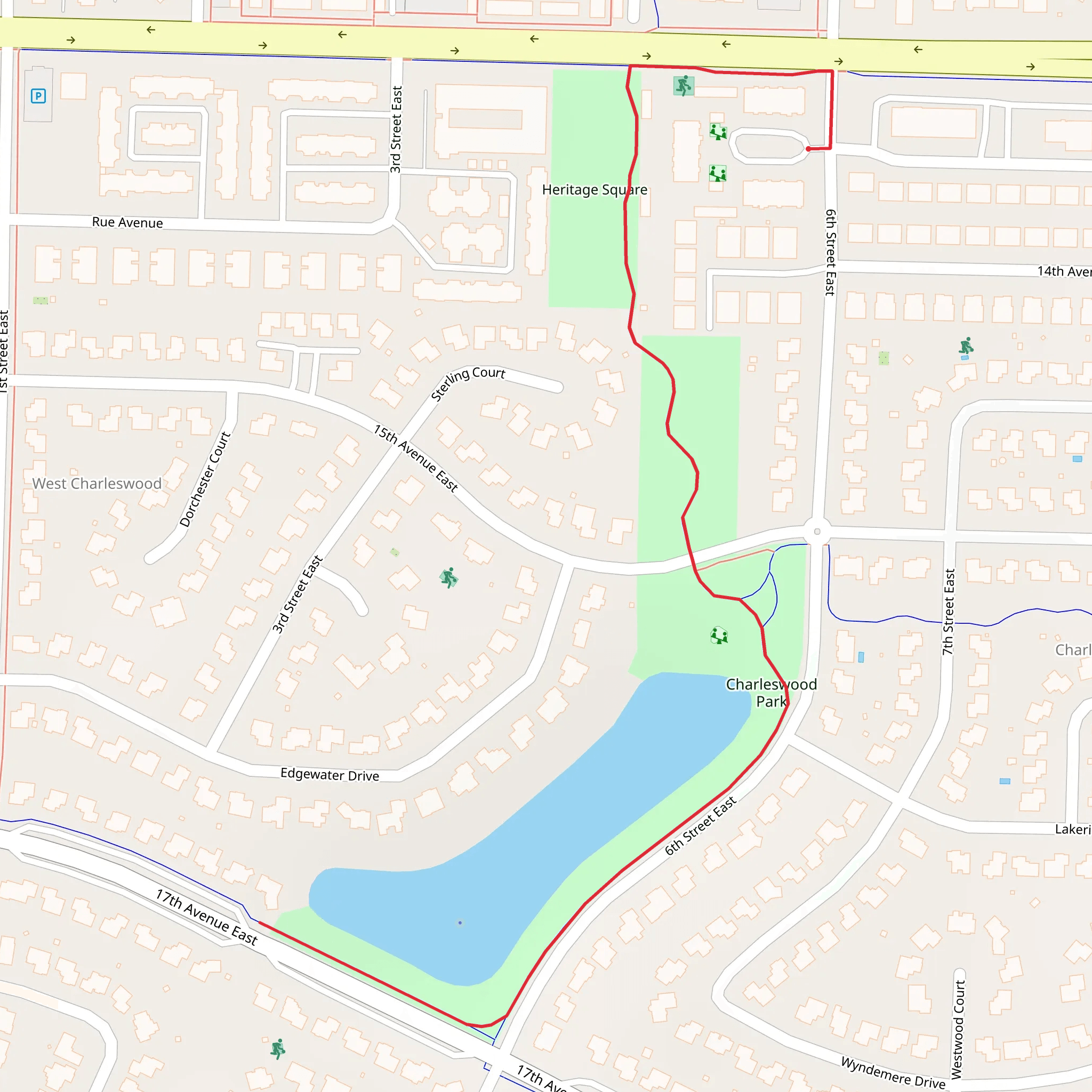 Heritage Square to Charleswood Park Walk mobile static map