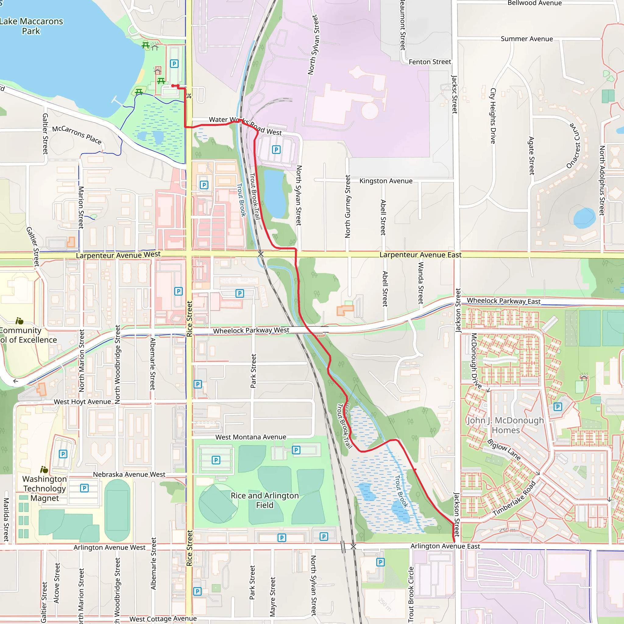 Trout Brook Trail mobile static map