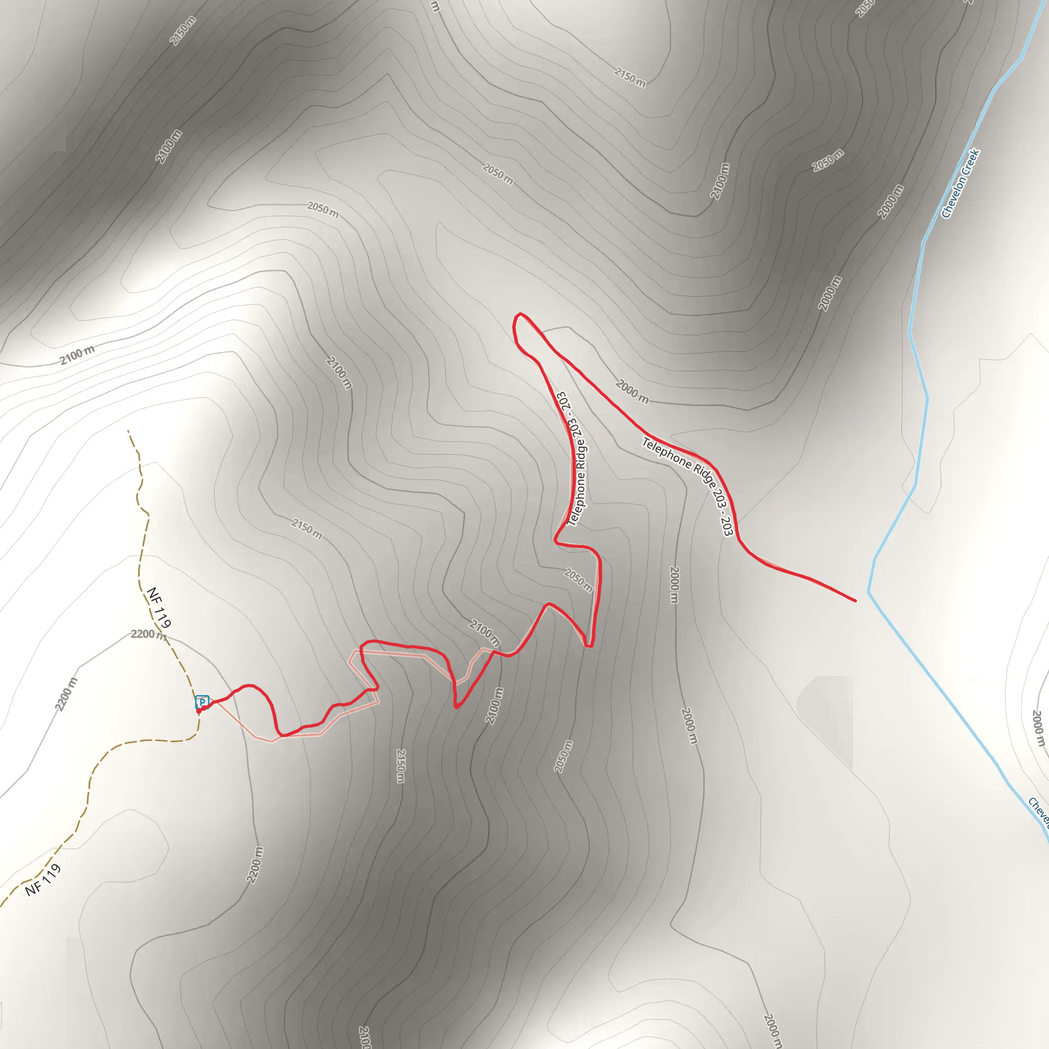 Telephone Ridge Trail mobile static map