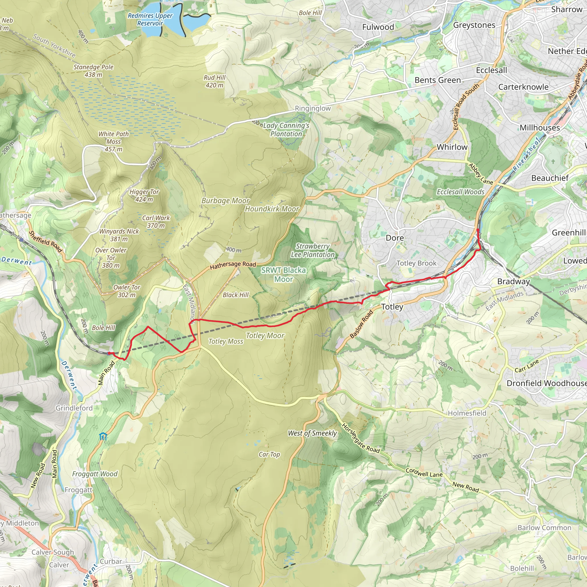 Dore & Totley - Gringleford Steel Cotton Rail Trail mobile static map