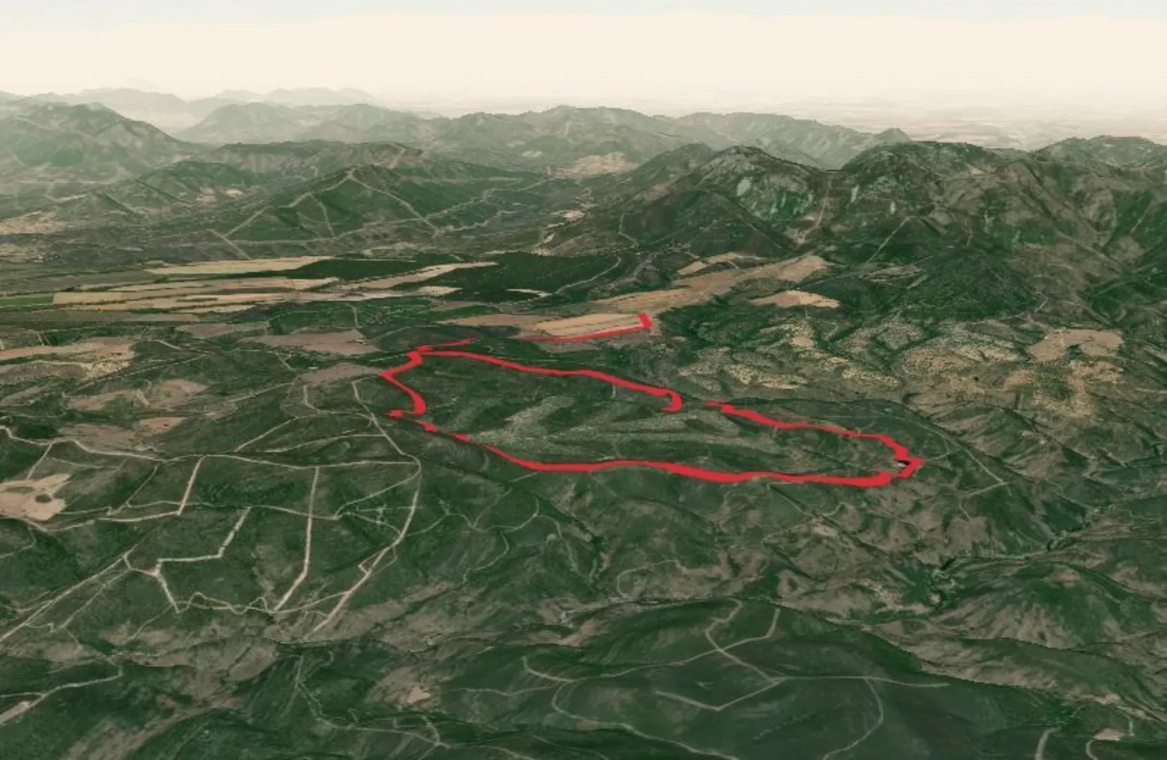 An image depicting the trail Ruta del Valle del Alcornocal and its surrounding area.