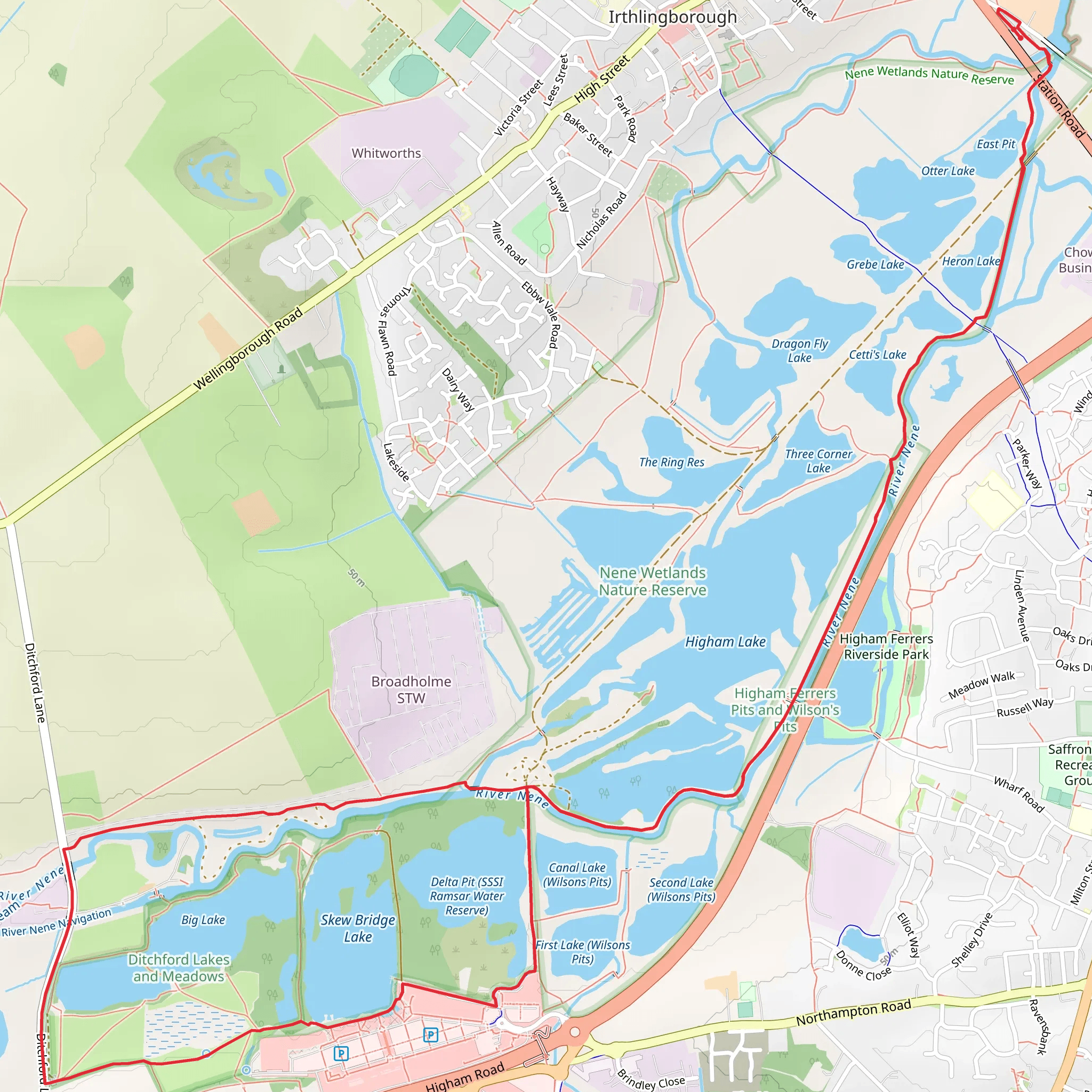 Rushden Lakes Loop mobile static map