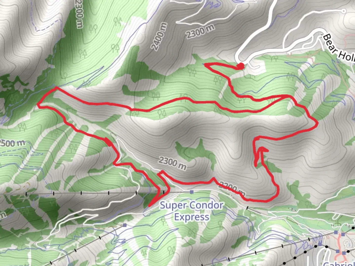 An image depicting the trail Rob's Trail and Rosebud's Heaven Loop and its surrounding area.
