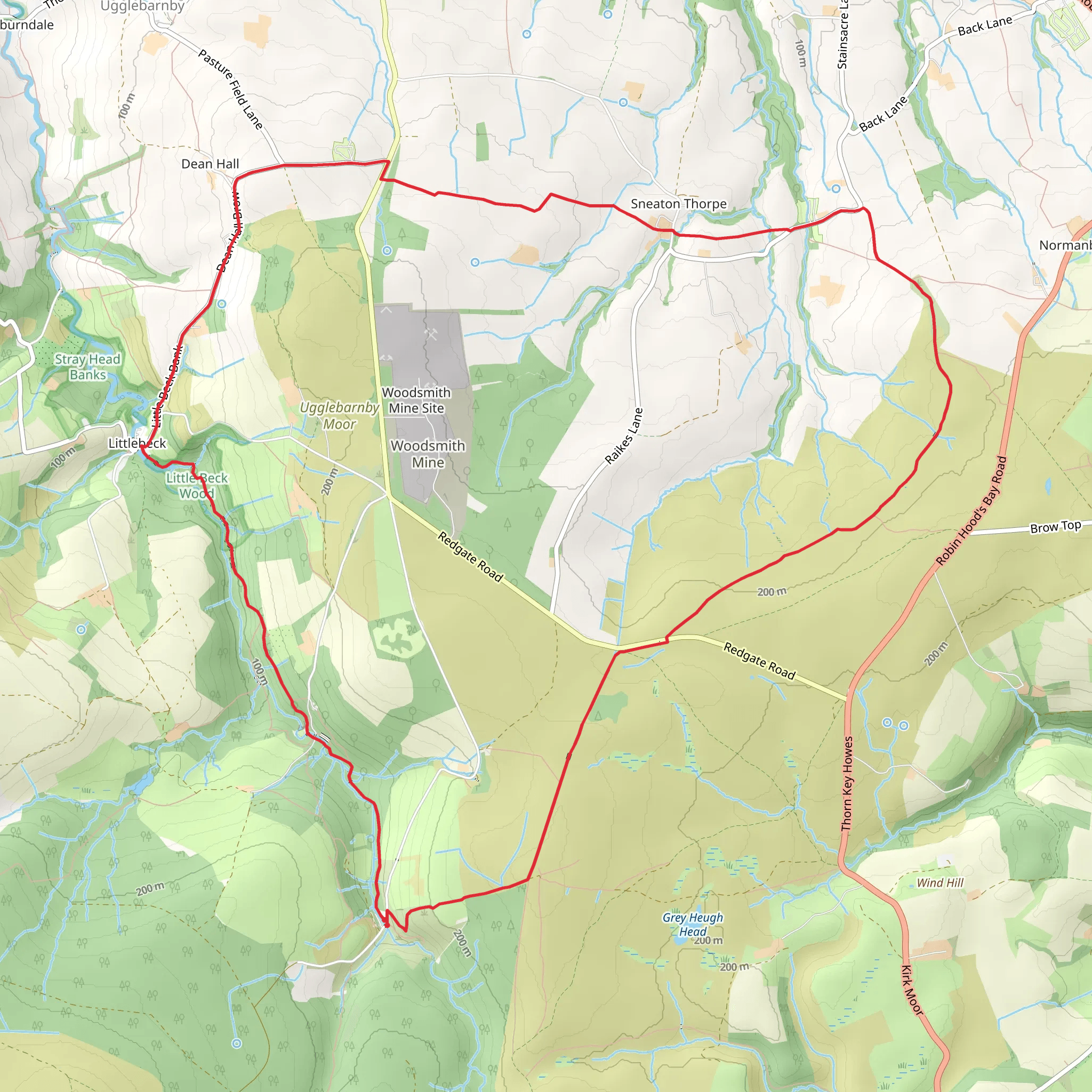 Sneaton Thorpe and Littlebeck from May Beck mobile static map