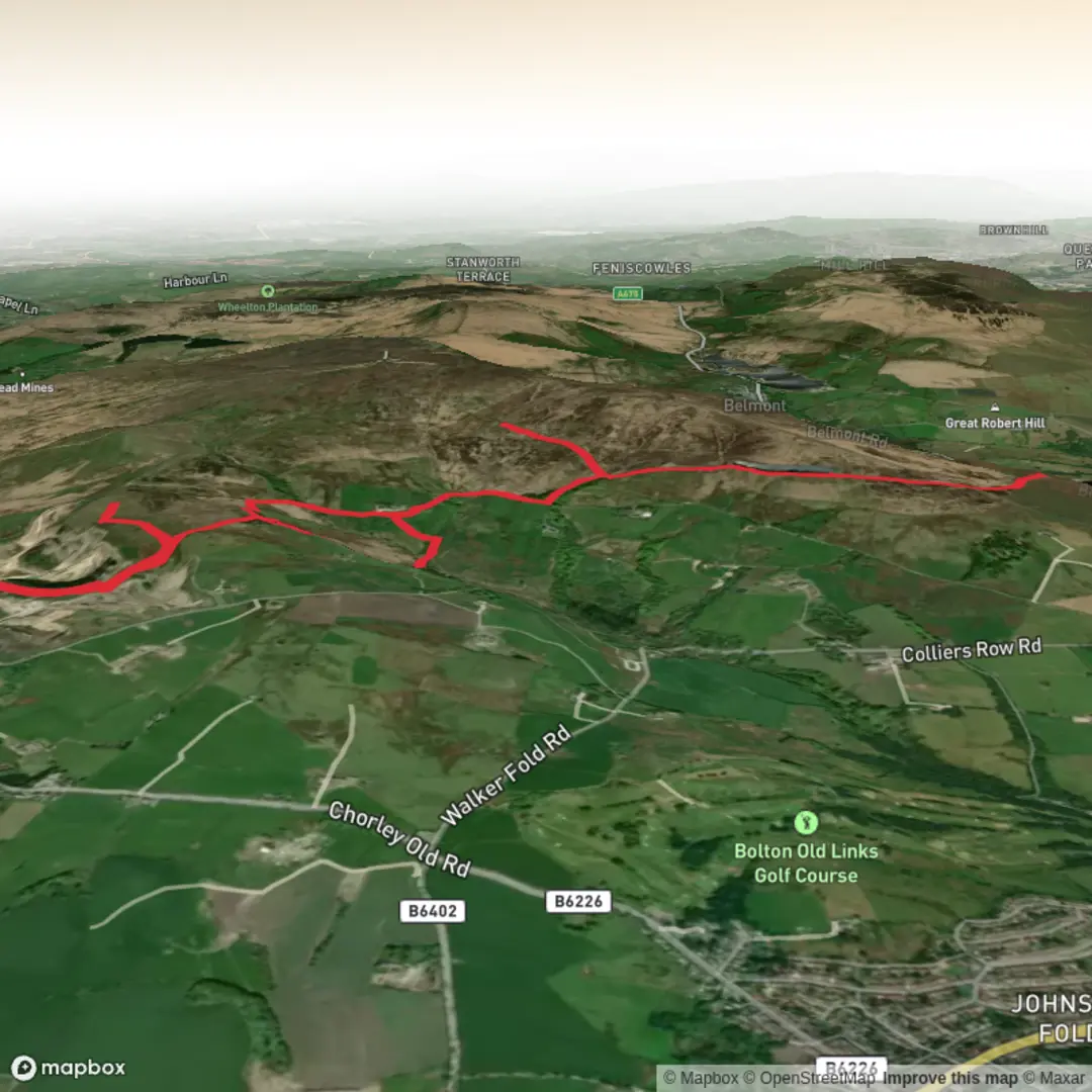 An image depicting the trail White Brow, Adam Hill, Burnt Edge, Brown Lowe, Counting Hill, Whimberry Hill and Egg Hillock and its surrounding area.