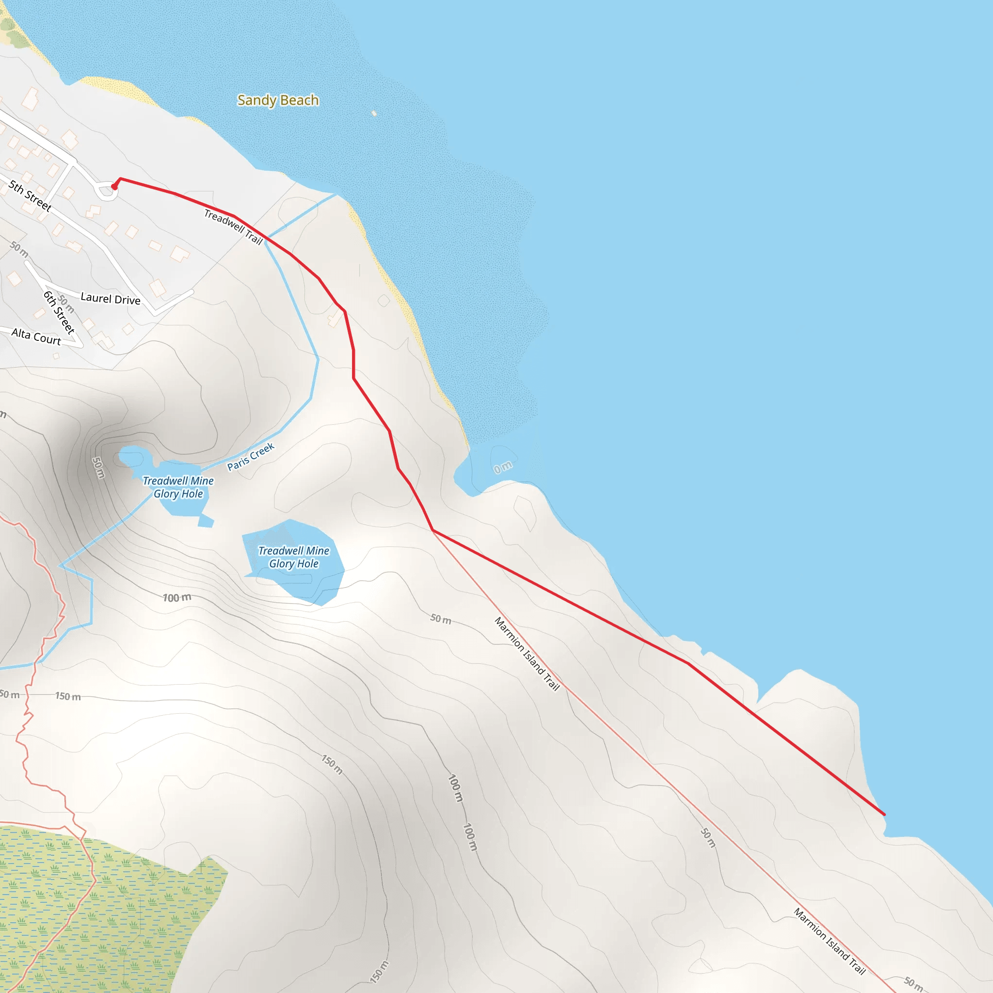 Treadwell Trail Out and Back mobile static map