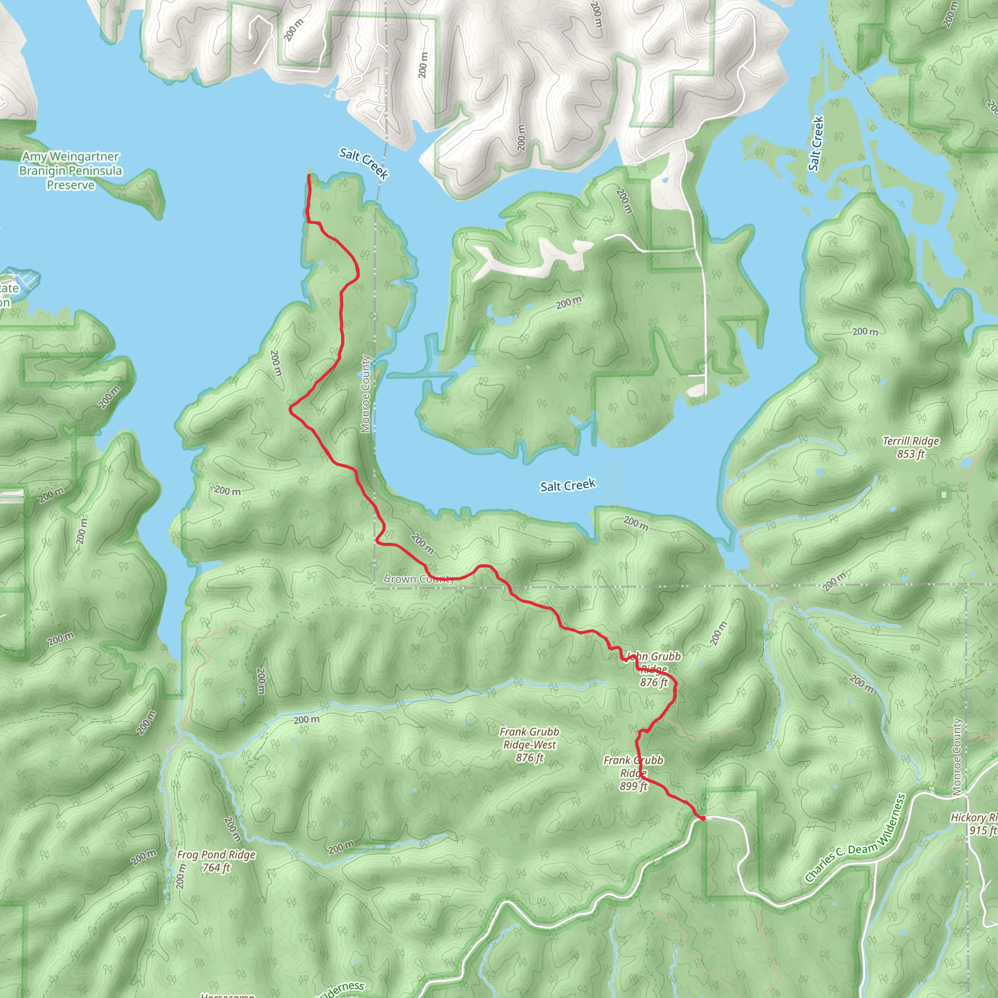 Grubb Ridge and Peninsula Trail mobile static map