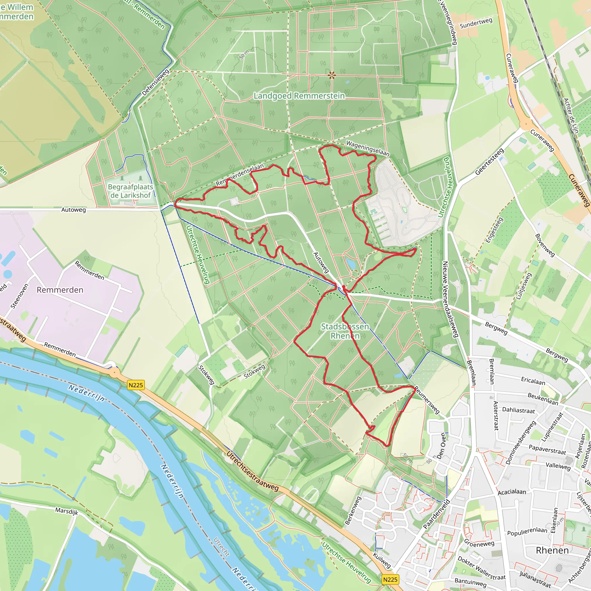 Stadsbosen Rhenen and Lijstereng Loop mobile static map