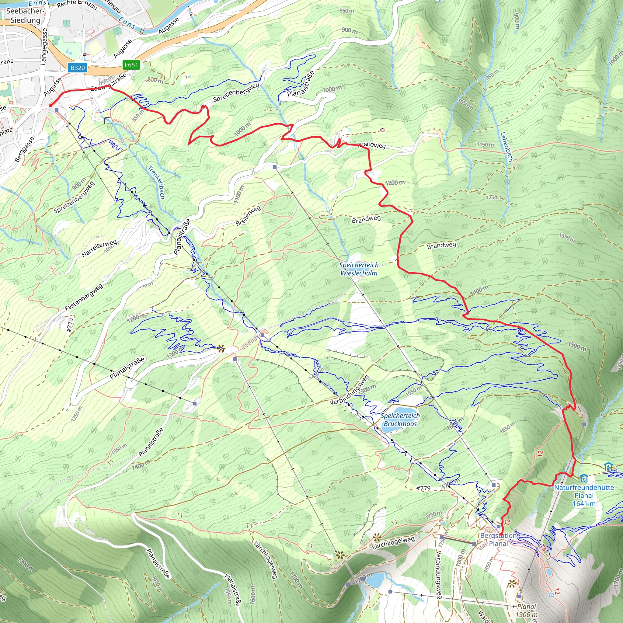 Schladming to Planai Hike mobile static map