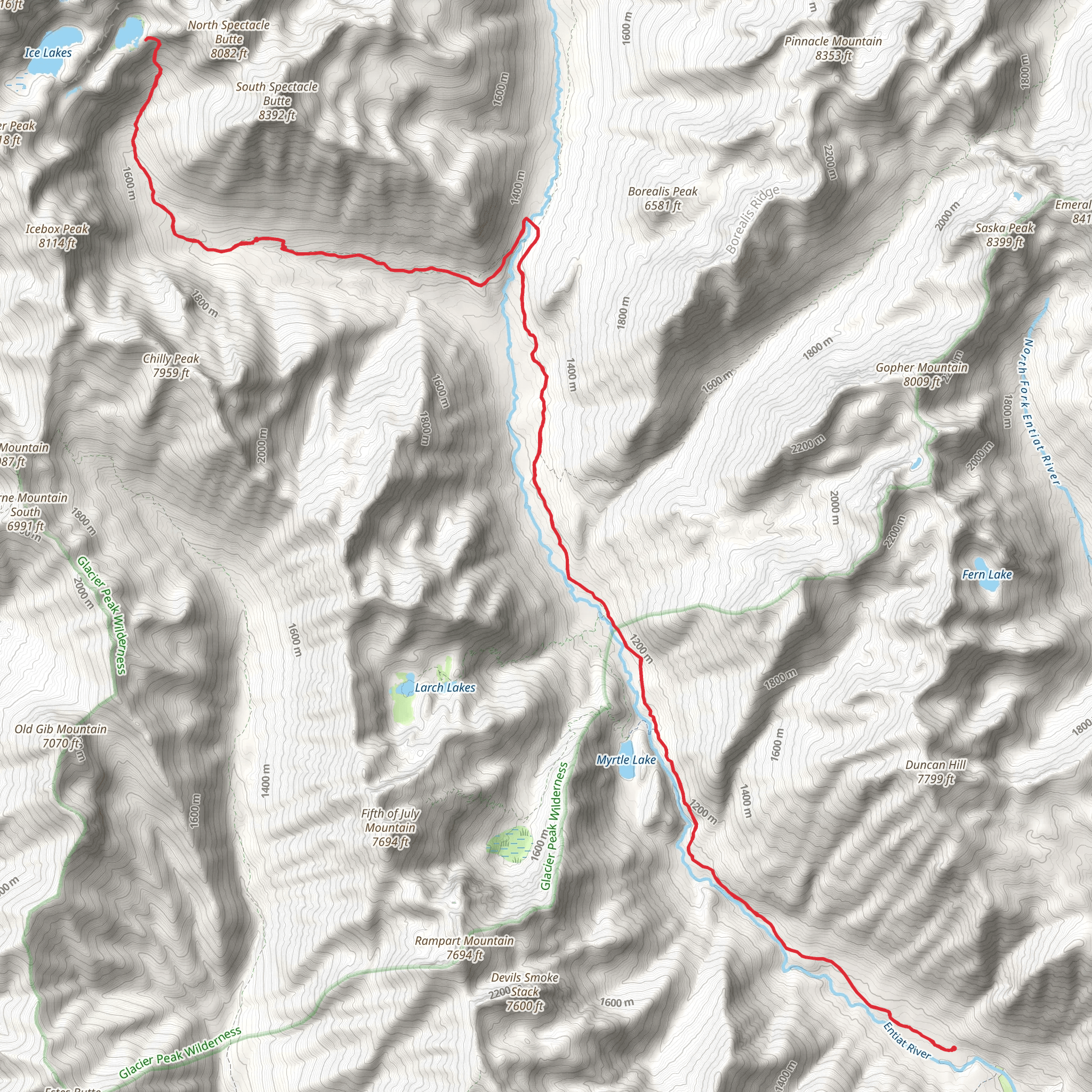 Ice Creek to Ice Lake Trail mobile static map