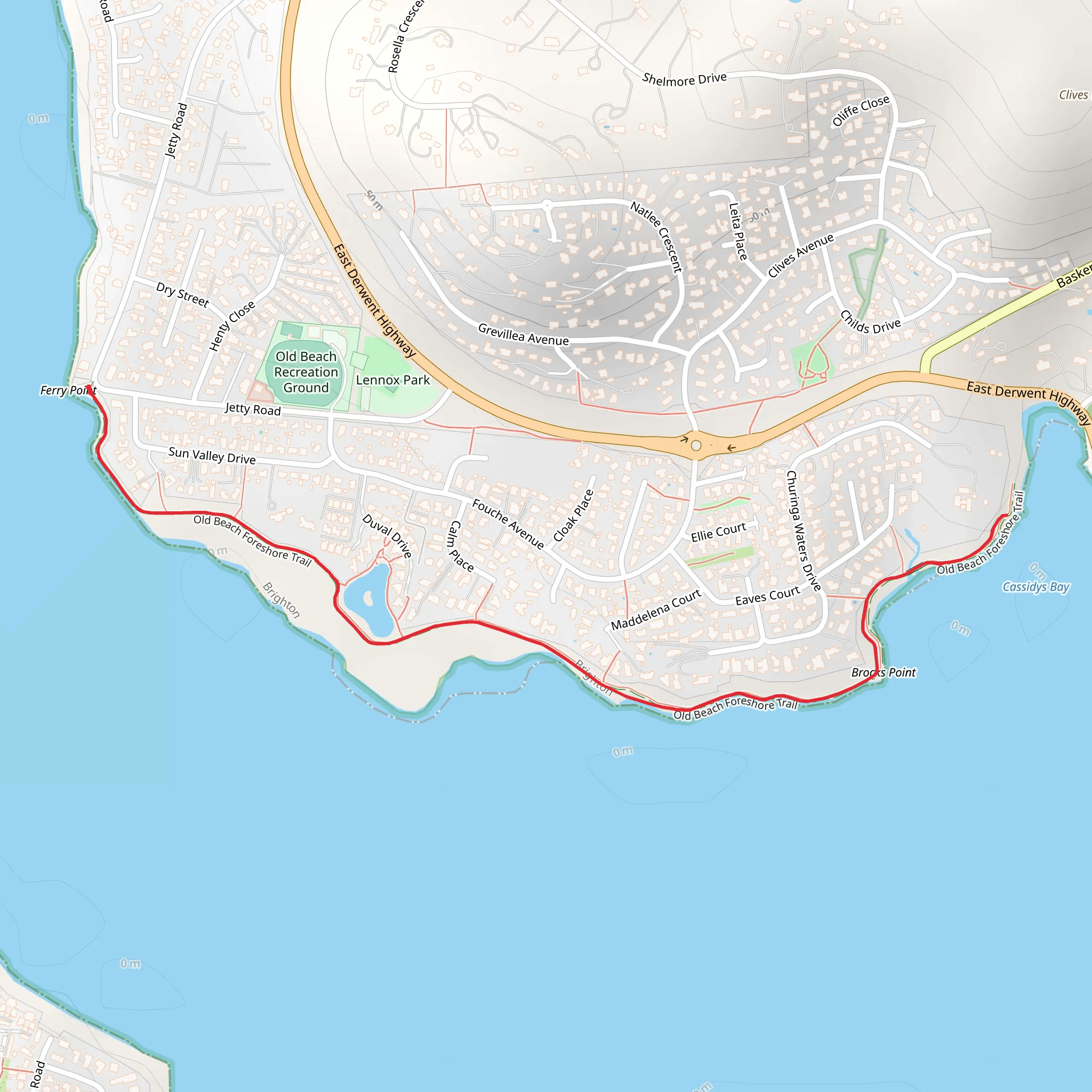 Old Beach Foreshore Trail mobile static map