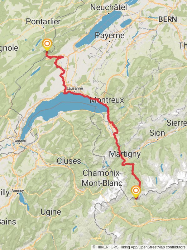 Via Francigena - Switzerland mobile static map