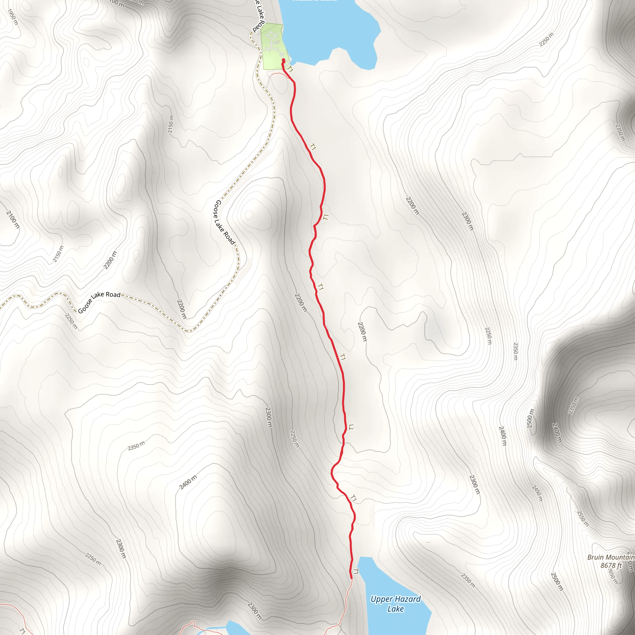 Upper Hazard - Hard Creek Basin Trail mobile static map