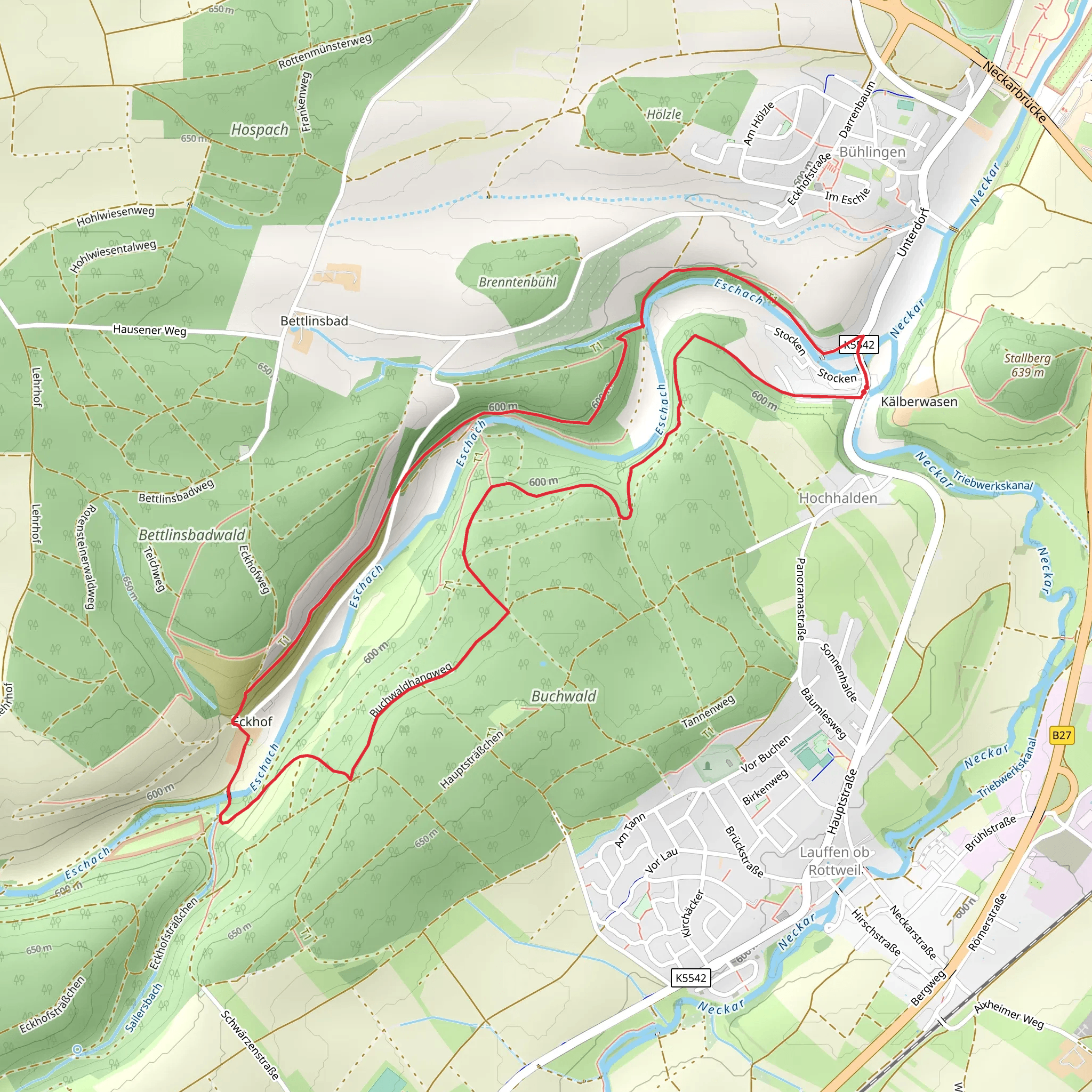 Eschach Streamside Loop - Hochhalden mobile static map