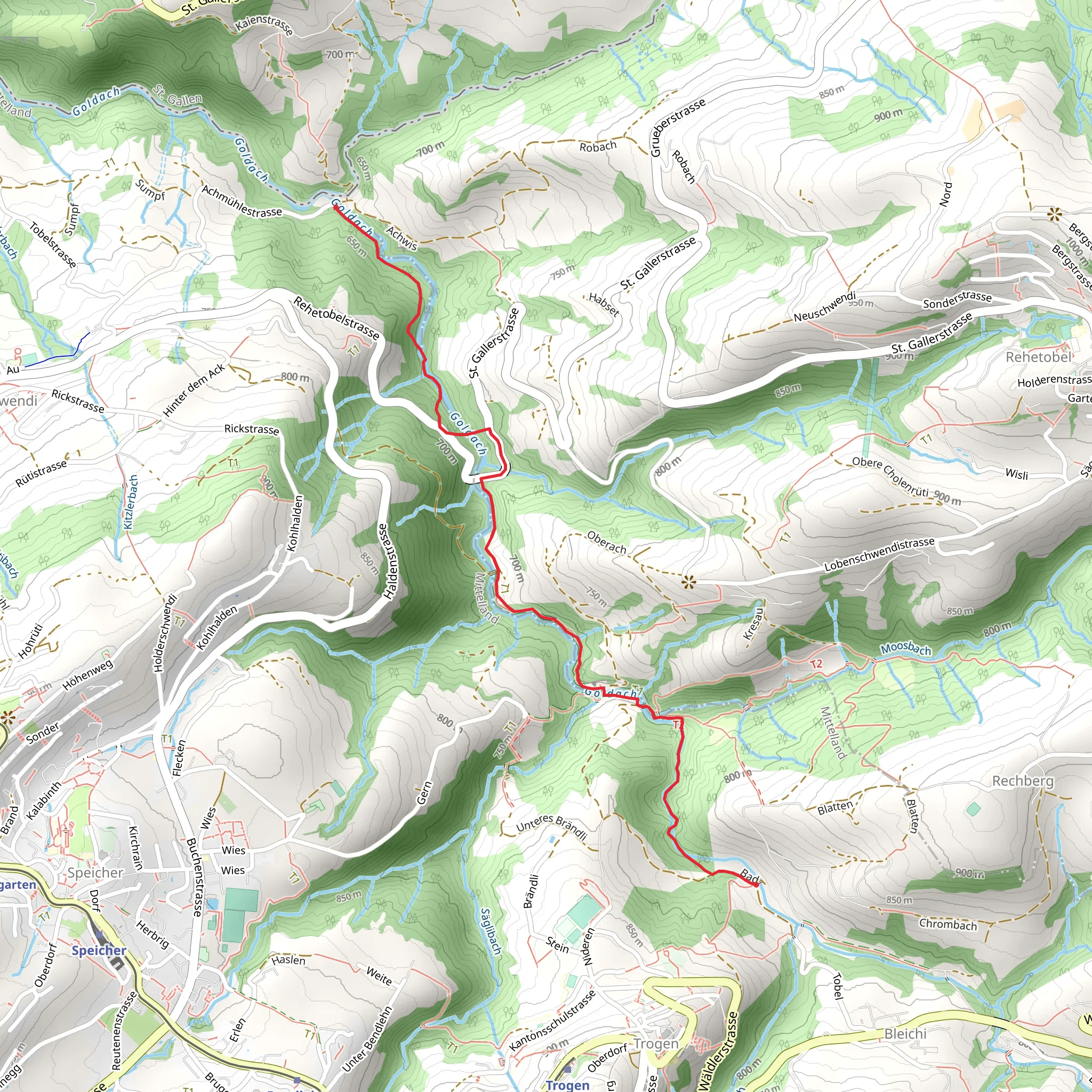 Walk along Chastenloch Stream mobile static map