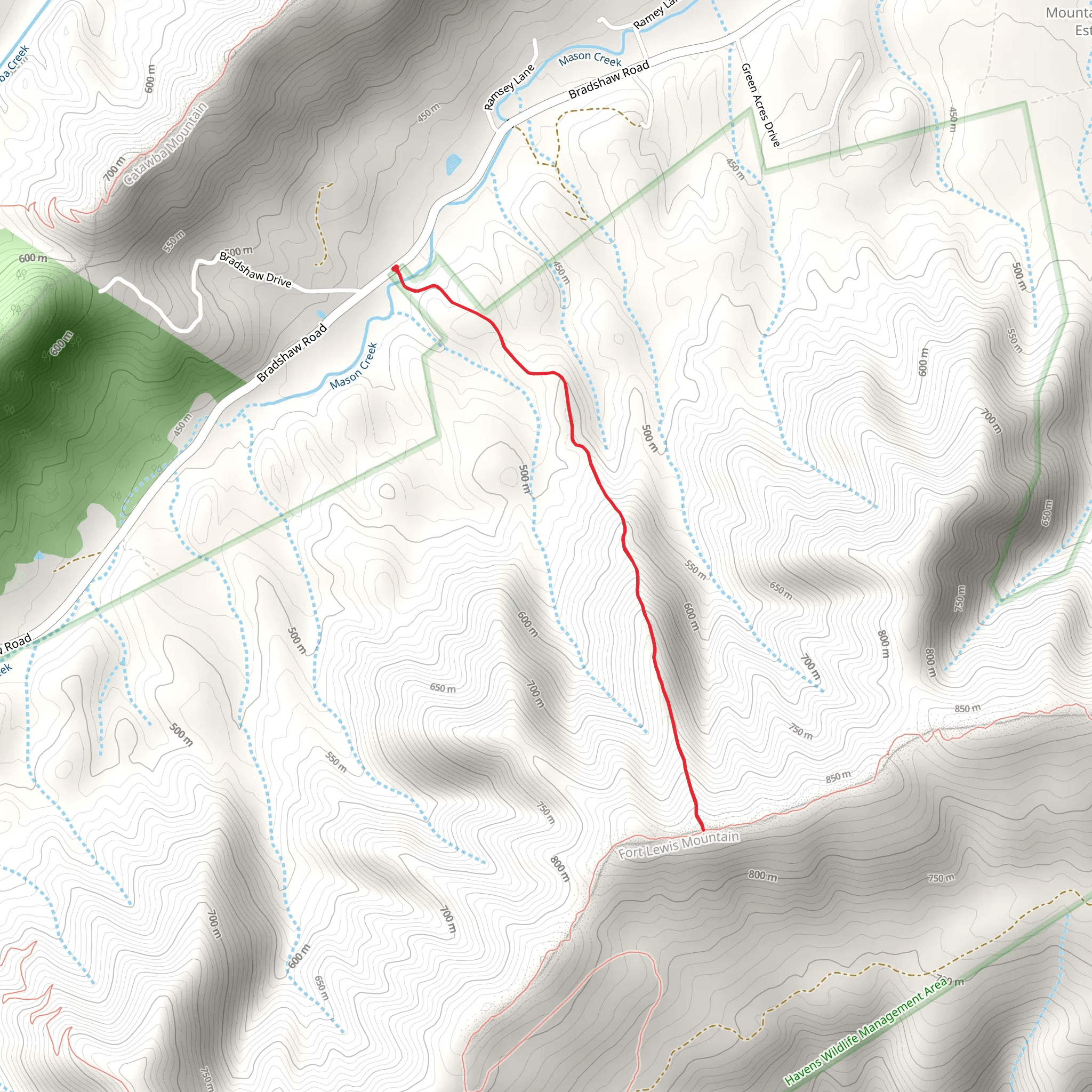 Mason Creek from Bradshaw Road mobile static map