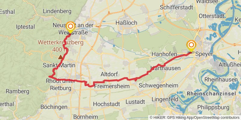 Pfälzer Jakobsweg Nordroute alt 1 Map