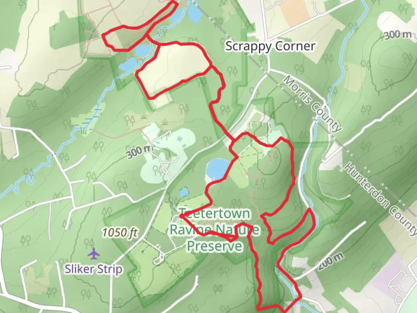 An image depicting the trail Cross Roads Camp and Retreat Center, Blue and White Loop Trail and its surrounding area.