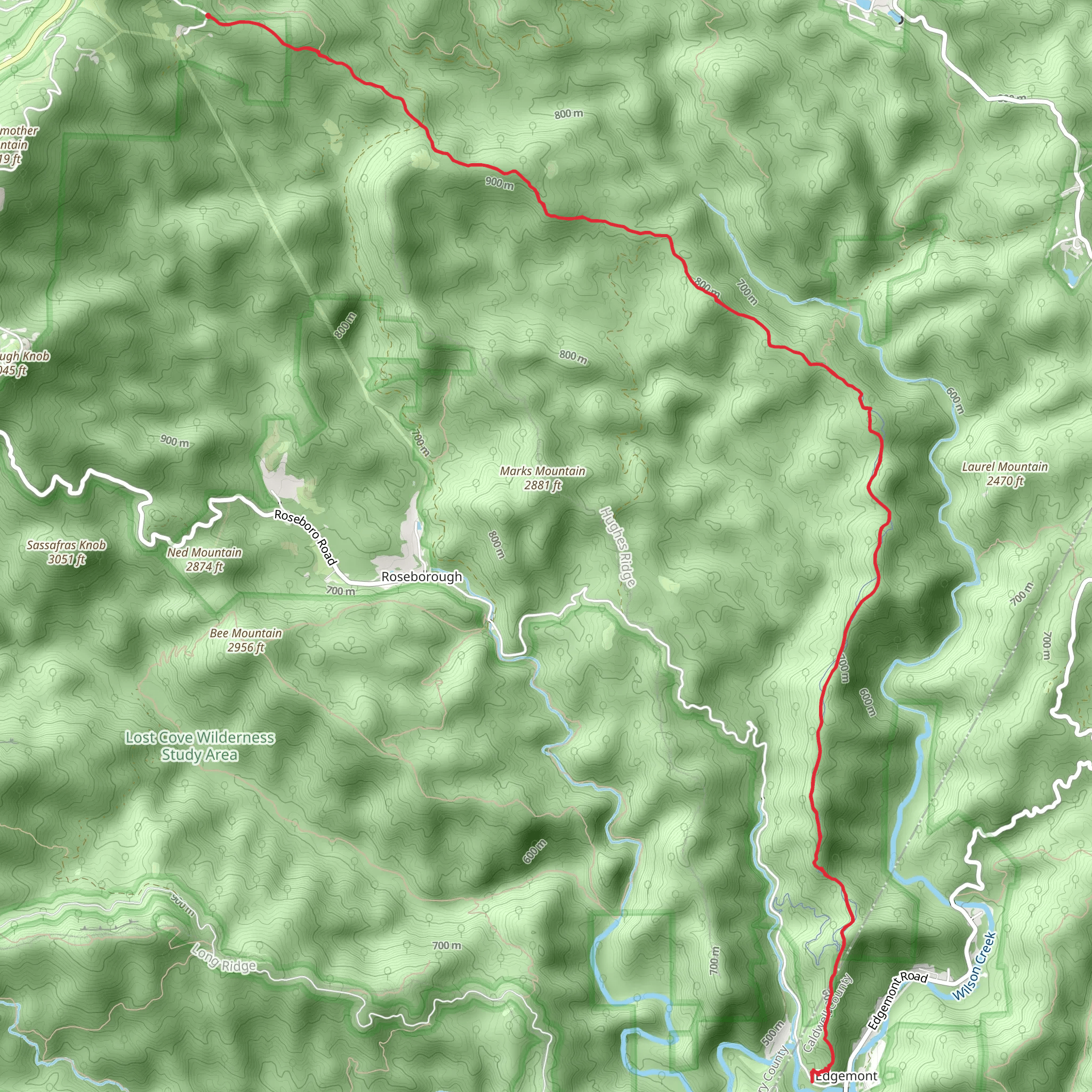 Yancey Ridge Trail mobile static map
