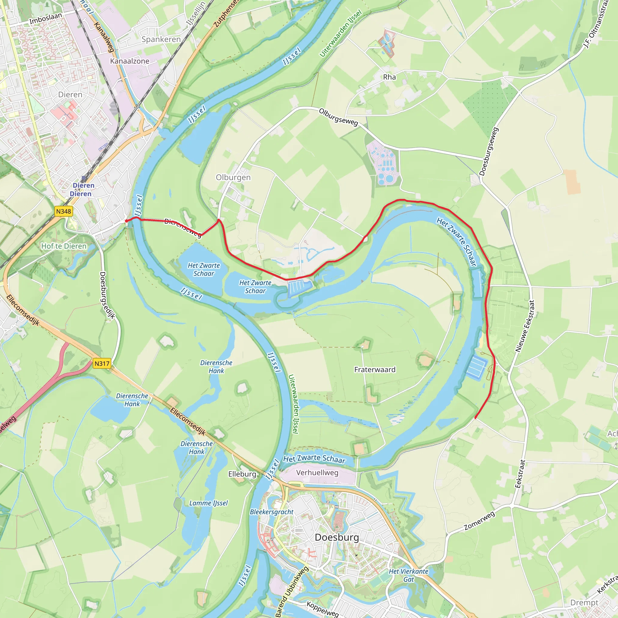 Dieren Veer to Voorthuizen via Gasthuis Route mobile static map