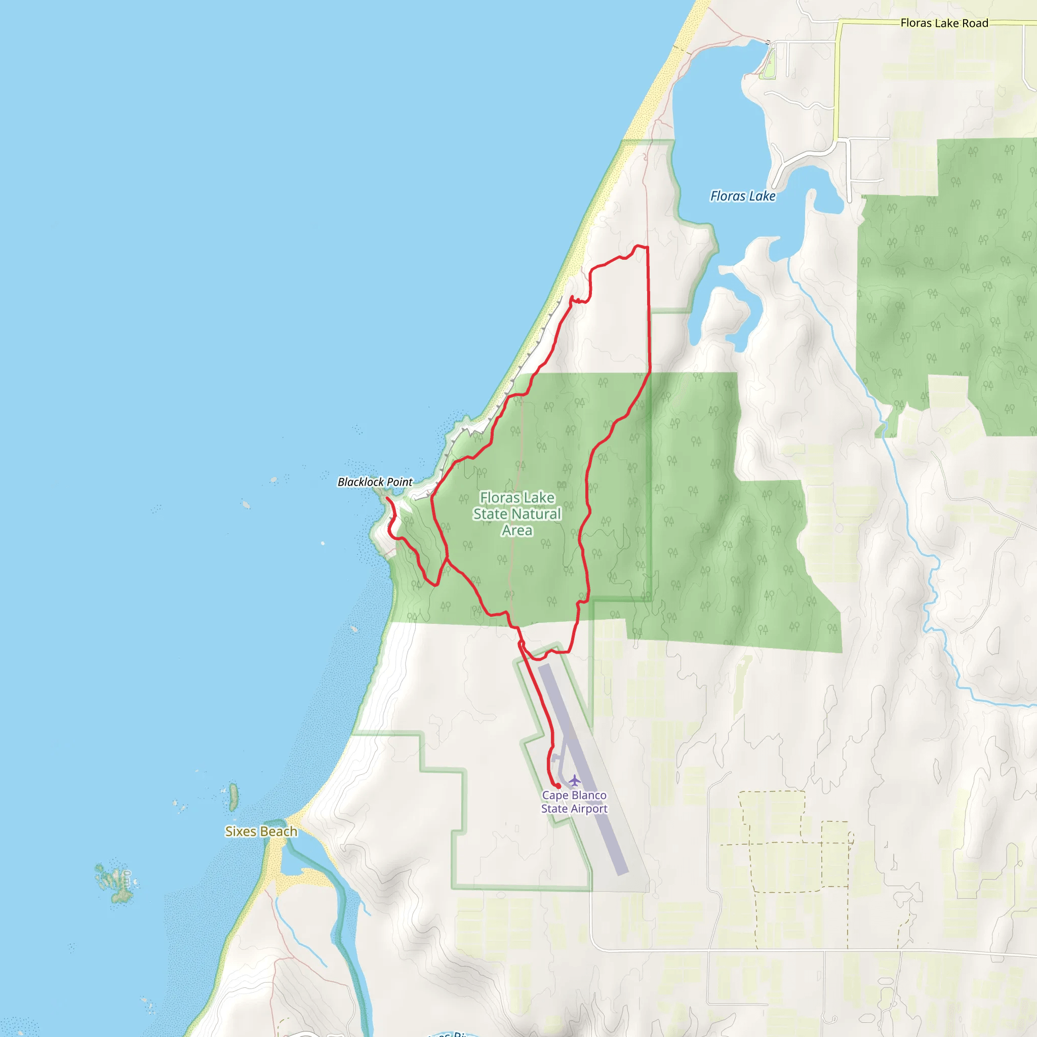 Floras Lake and Blacklock Point Loop Trail mobile static map