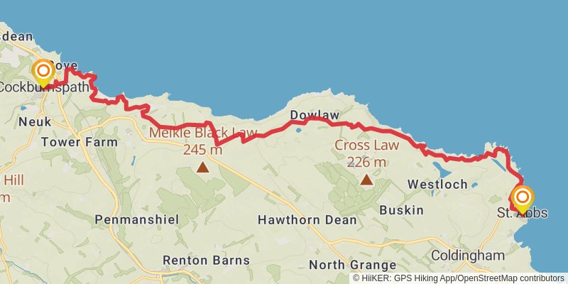 Berwickshire Coastal Path stage 3 Map