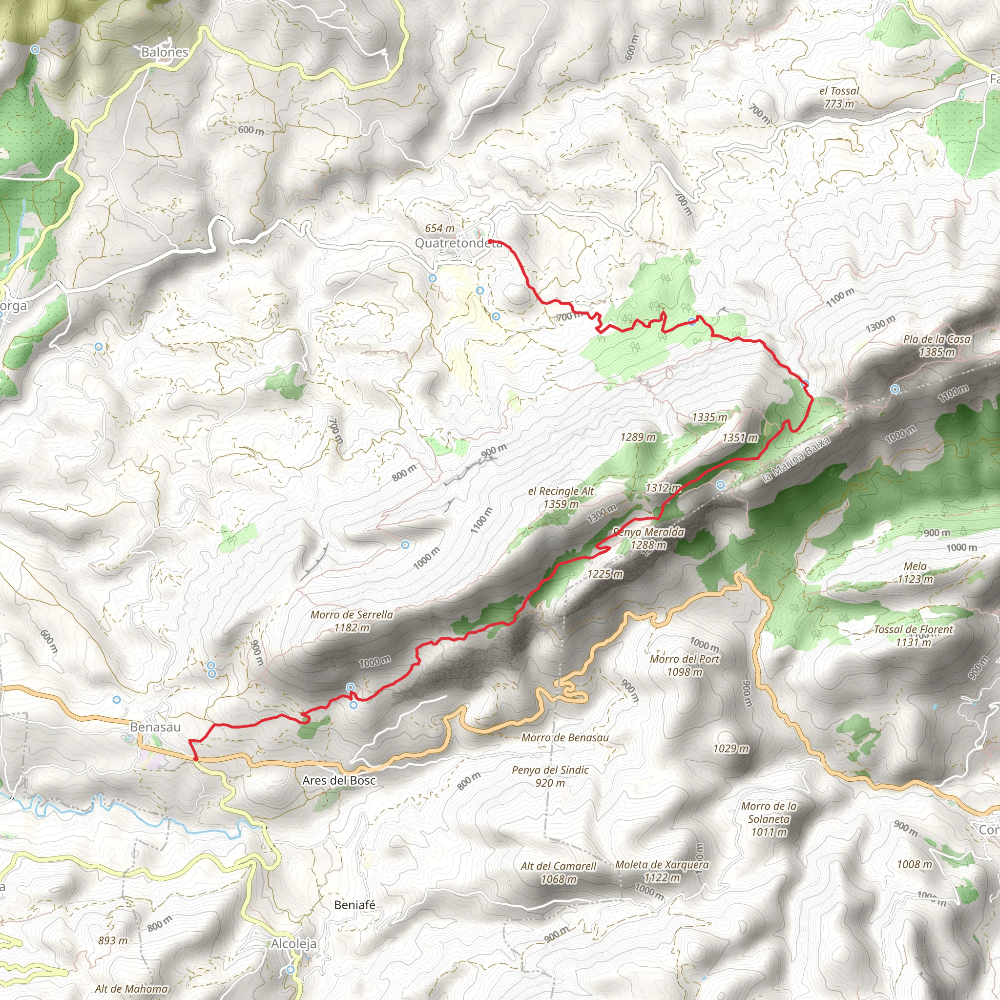 Quatretondeta - Benasau PR CV 023 mobile static map