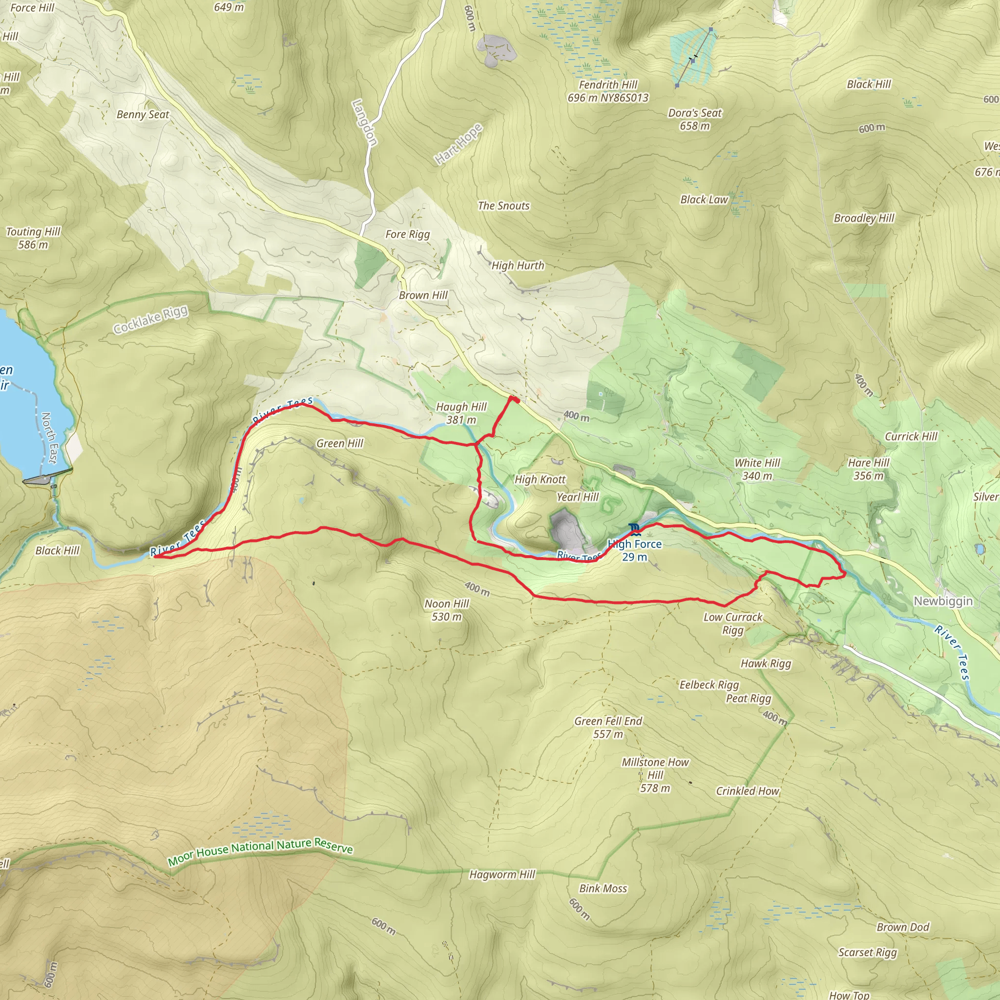 Hanging Shaw - Cronkley Scar - Low Force and High Force mobile static map