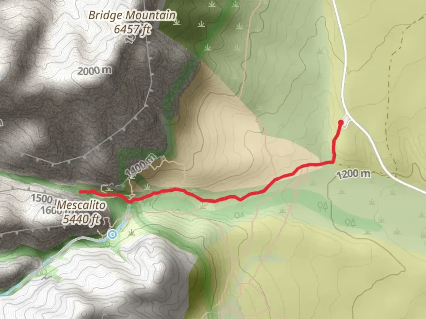 An image depicting the trail Pine Creek Trail - Climbers trail to Mescalito and its surrounding area.