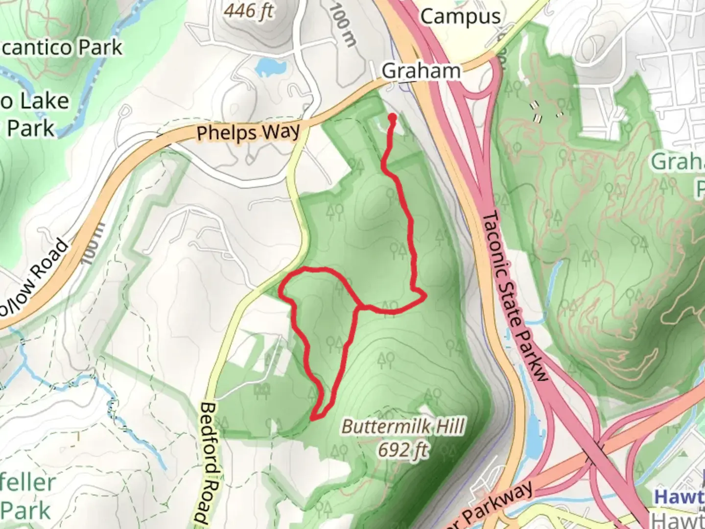 An image depicting the trail Country Lane and Lucy's Loop Trail and its surrounding area.