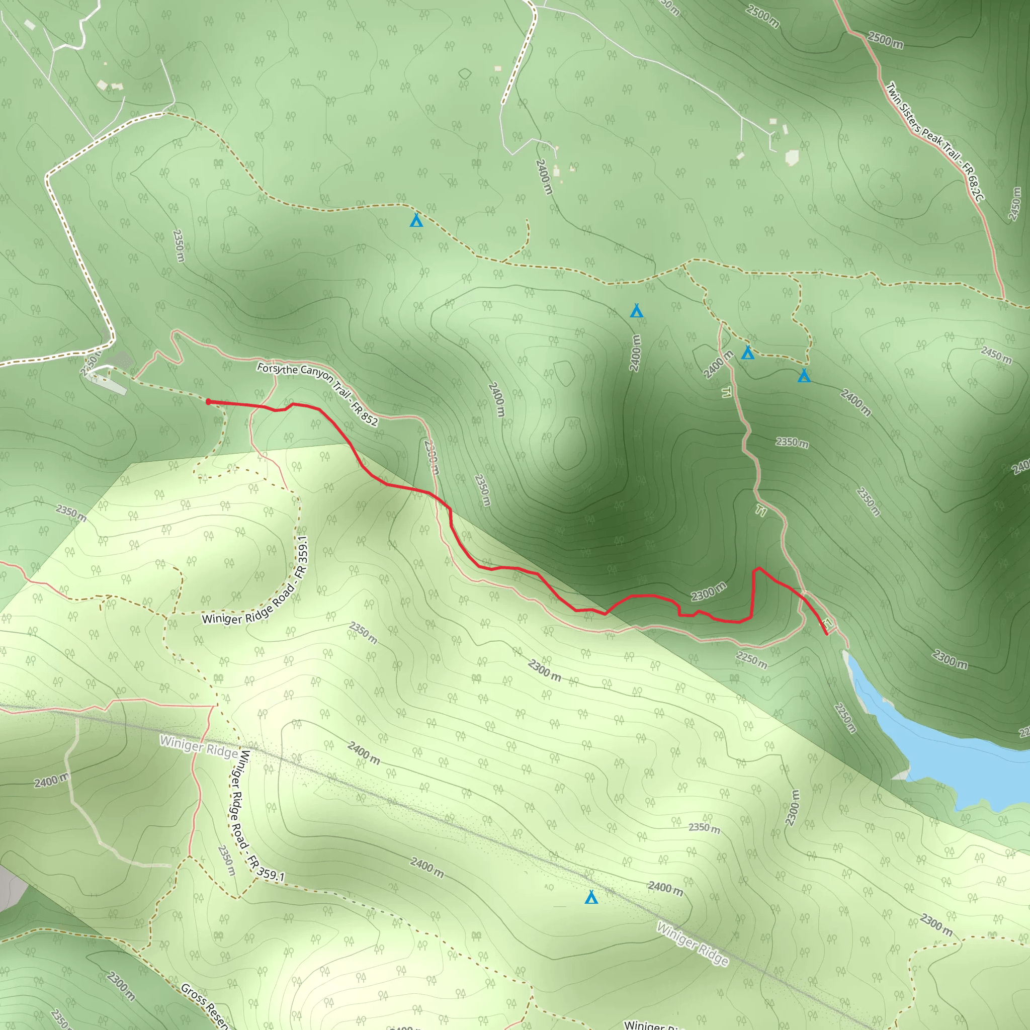 Forsythe Canyon Trail mobile static map