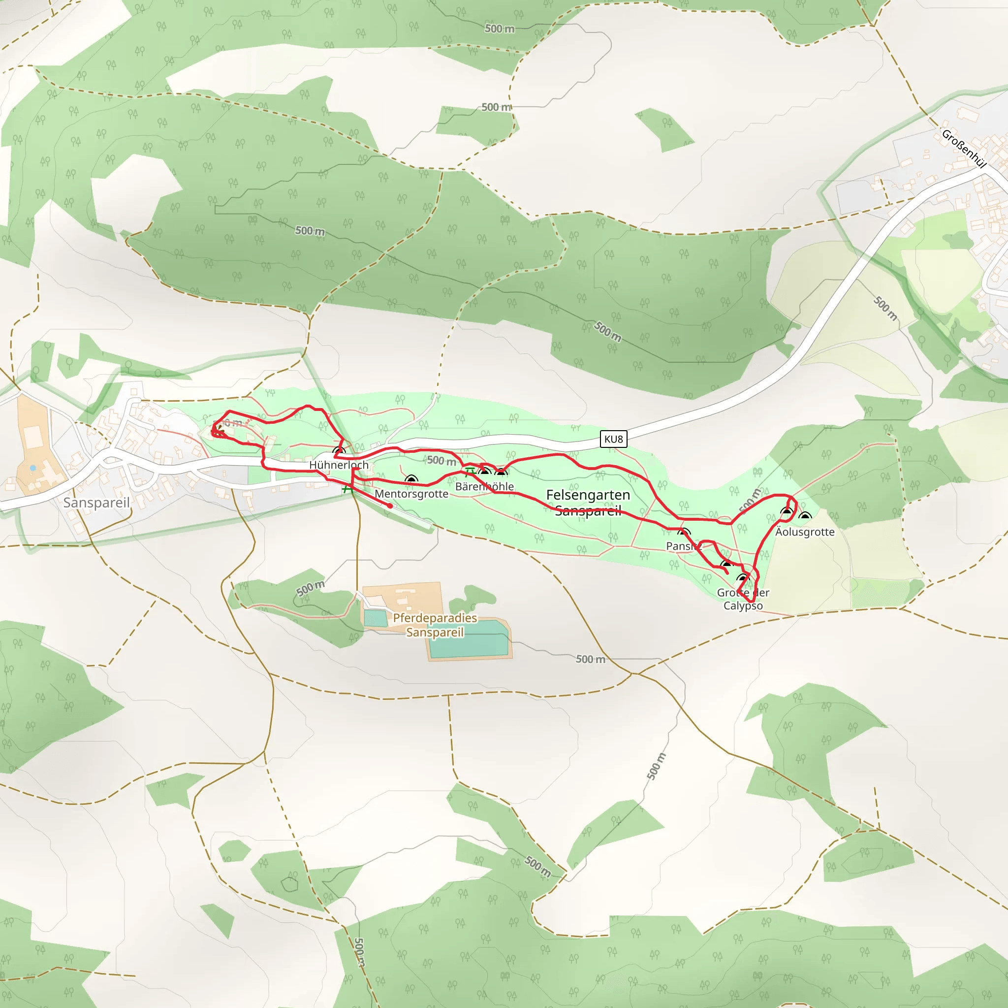 Belvedere, Sybillengrotte and Bergfried Loop mobile static map