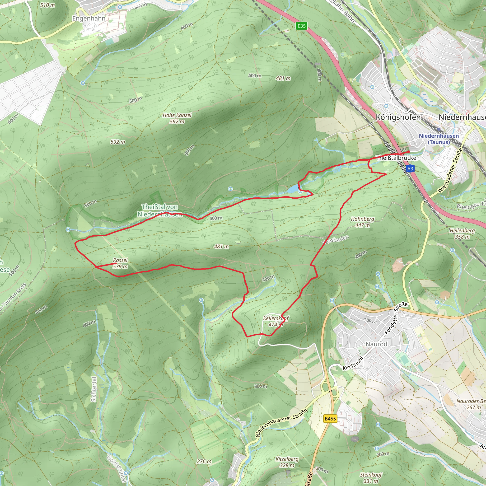 Waldsee, Rassel and Kellerskopf Loop via Loop via Theital Forelle mobile static map