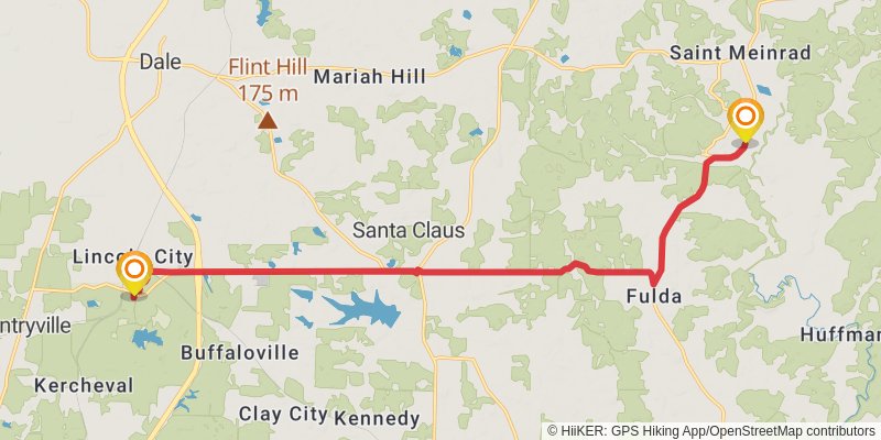 American Discovery Trail South Route - Indiana stage 23 Map
